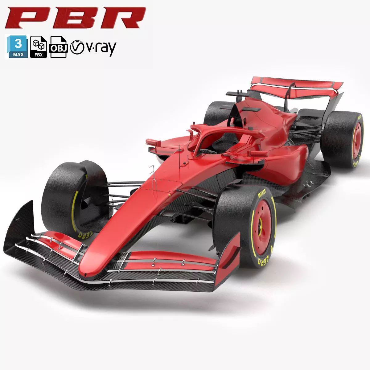 Red F1 2025 Formula 1 Race Car PBR 3D model_0
