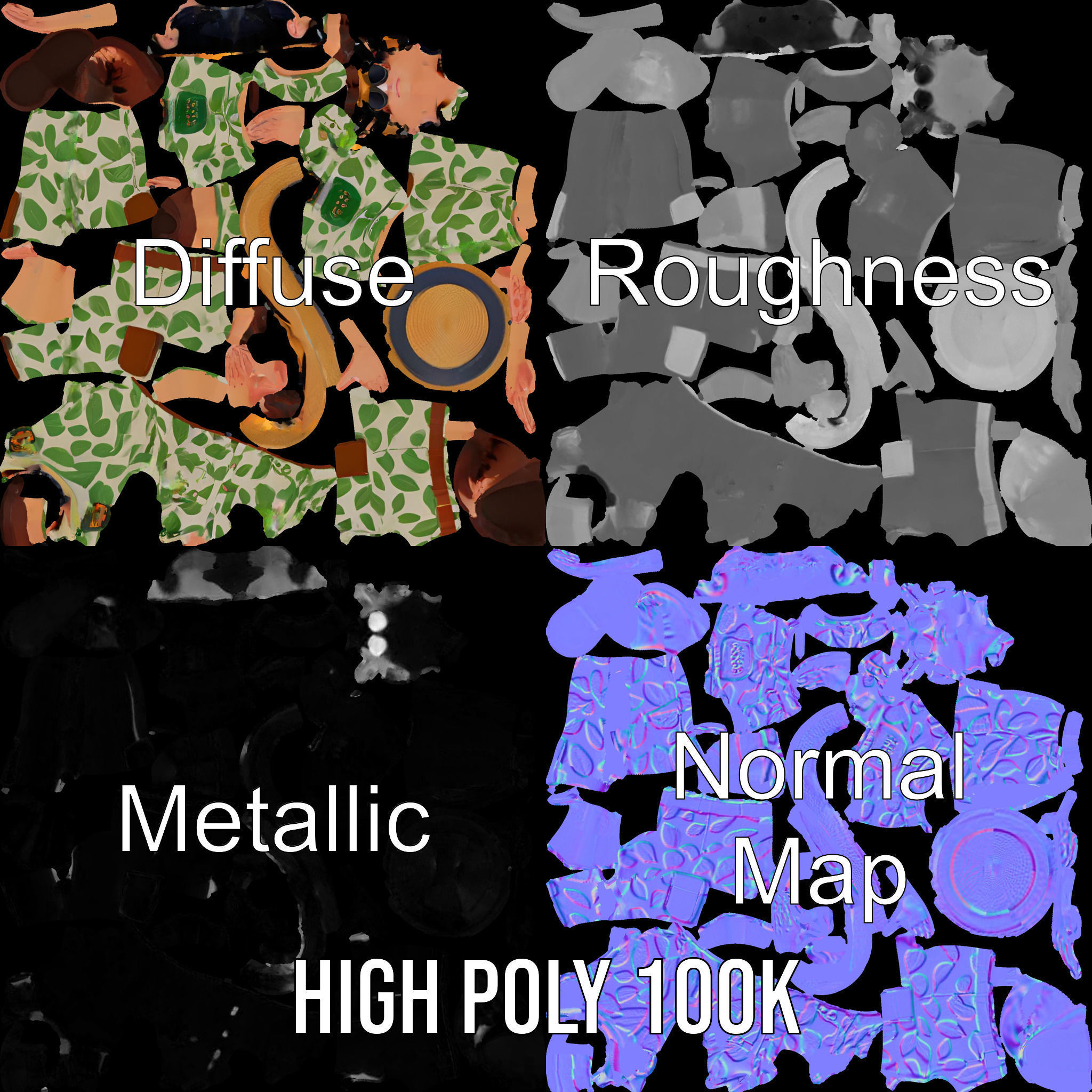 Jungle Explorer Rigged and Animated D Character Model Low-poly 3D model_3