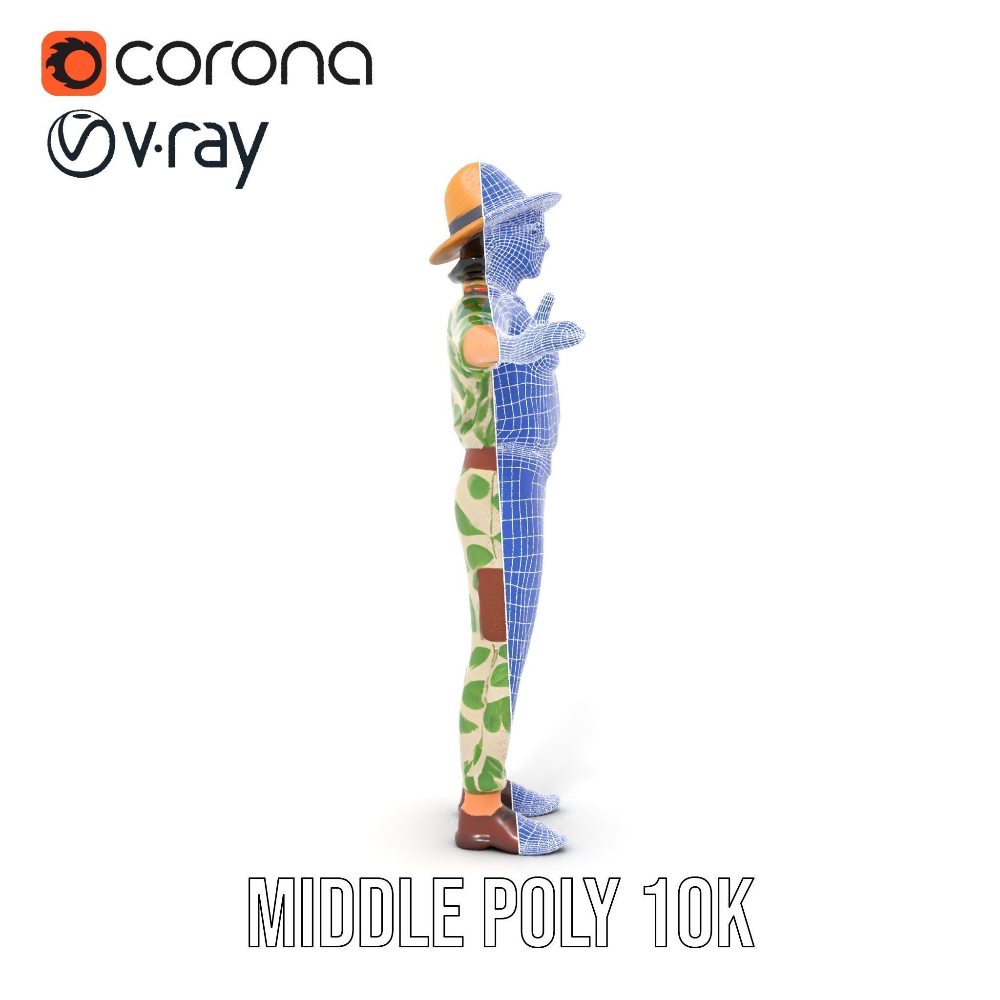 Jungle Explorer Rigged and Animated D Character Model Low-poly 3D model_34