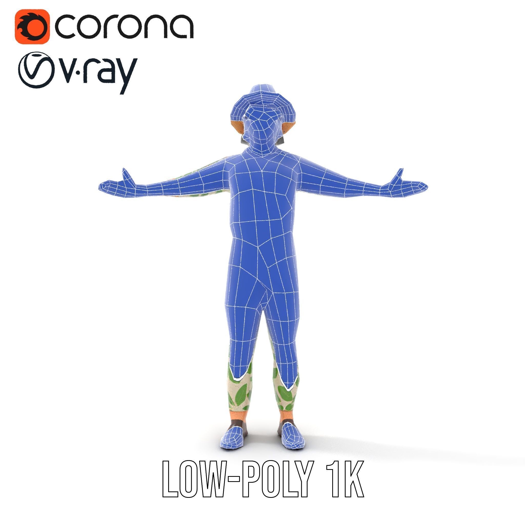 Jungle Explorer Rigged and Animated D Character Model Low-poly 3D model_31