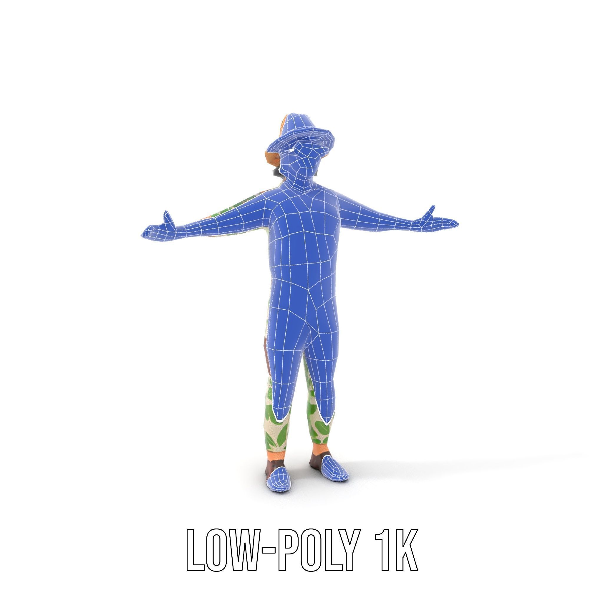 Jungle Explorer Rigged and Animated D Character Model Low-poly 3D model_28