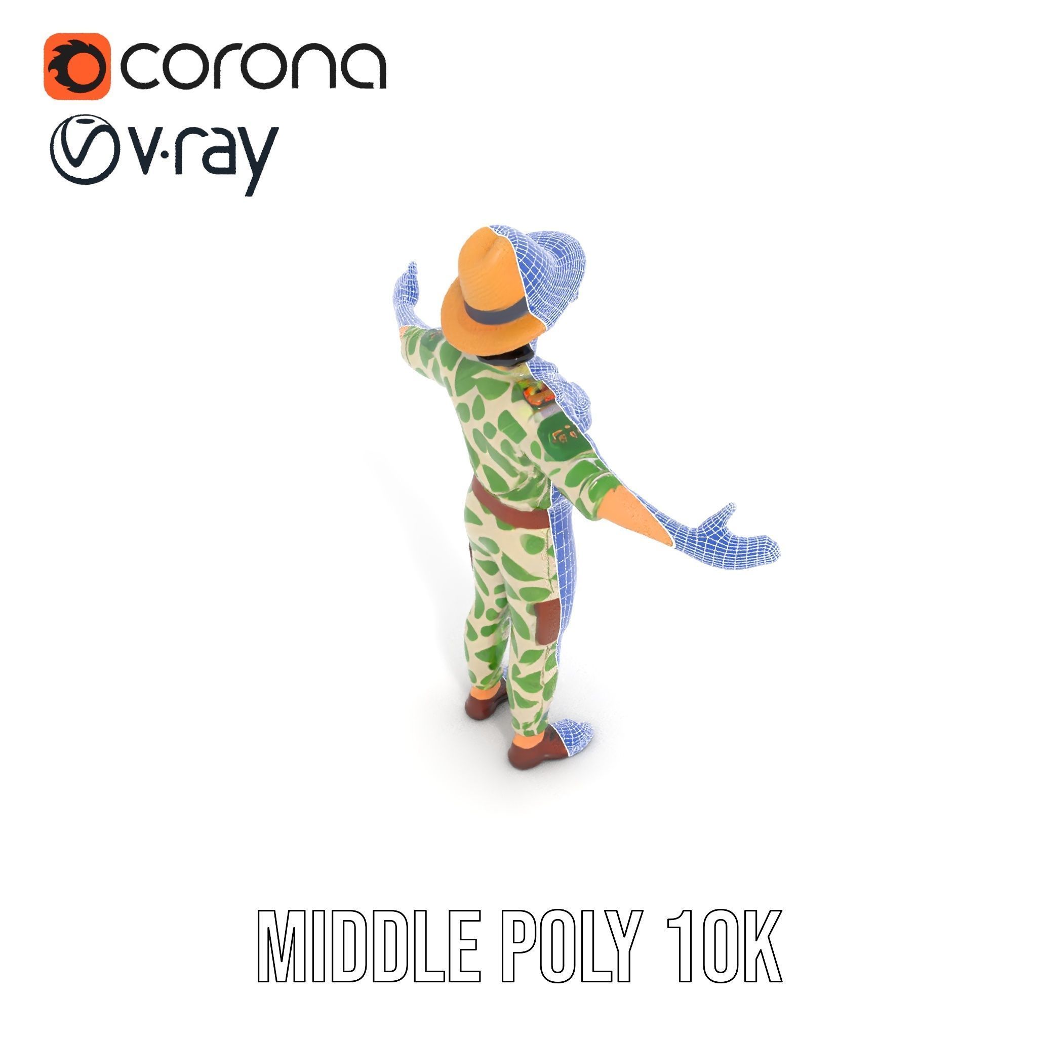 Jungle Explorer Rigged and Animated D Character Model Low-poly 3D model_32