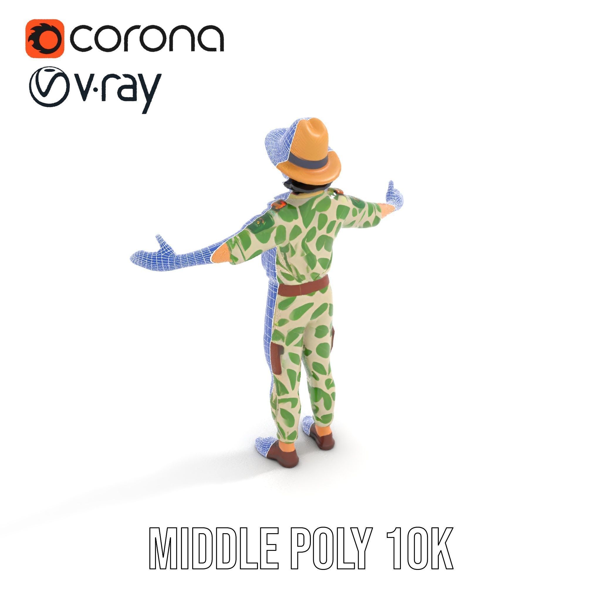 Jungle Explorer Rigged and Animated D Character Model Low-poly 3D model_30