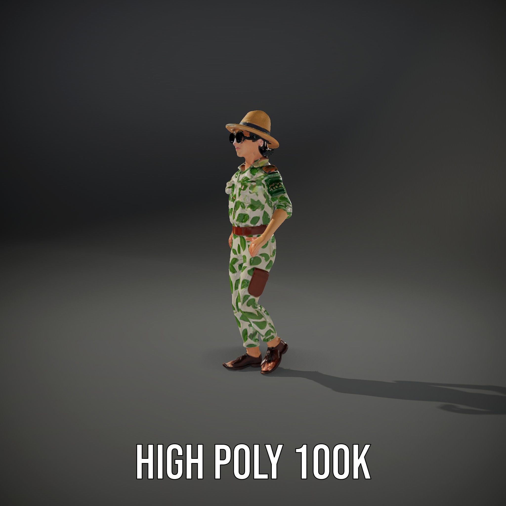 Jungle Explorer Rigged and Animated D Character Model Low-poly 3D model_9