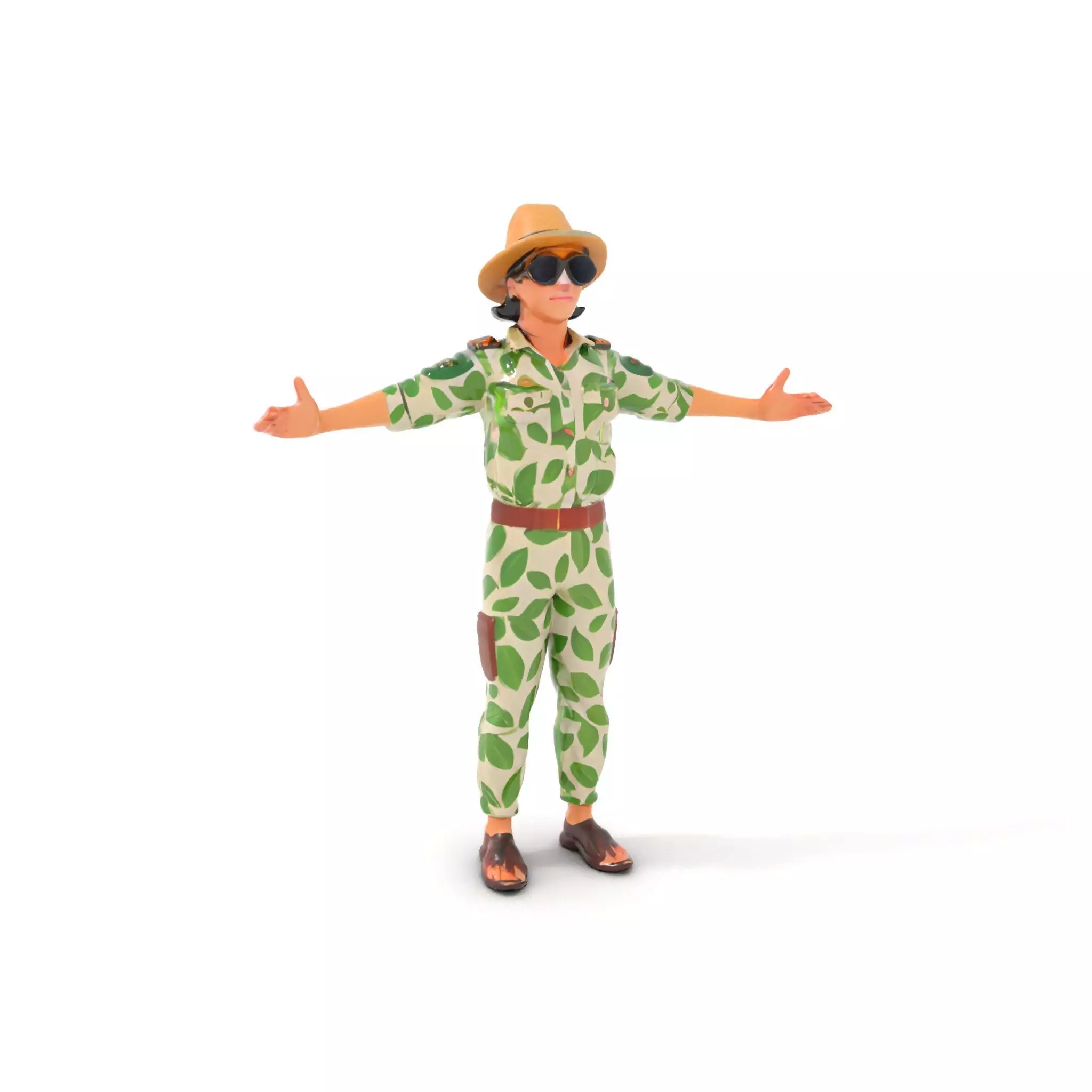 Jungle Explorer Rigged and Animated D Character Model Low-poly 3D model_0
