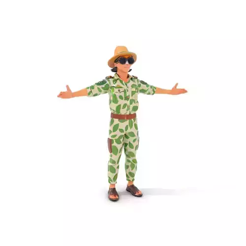 Jungle Explorer Rigged and Animated D Character Model Low-poly 3D model