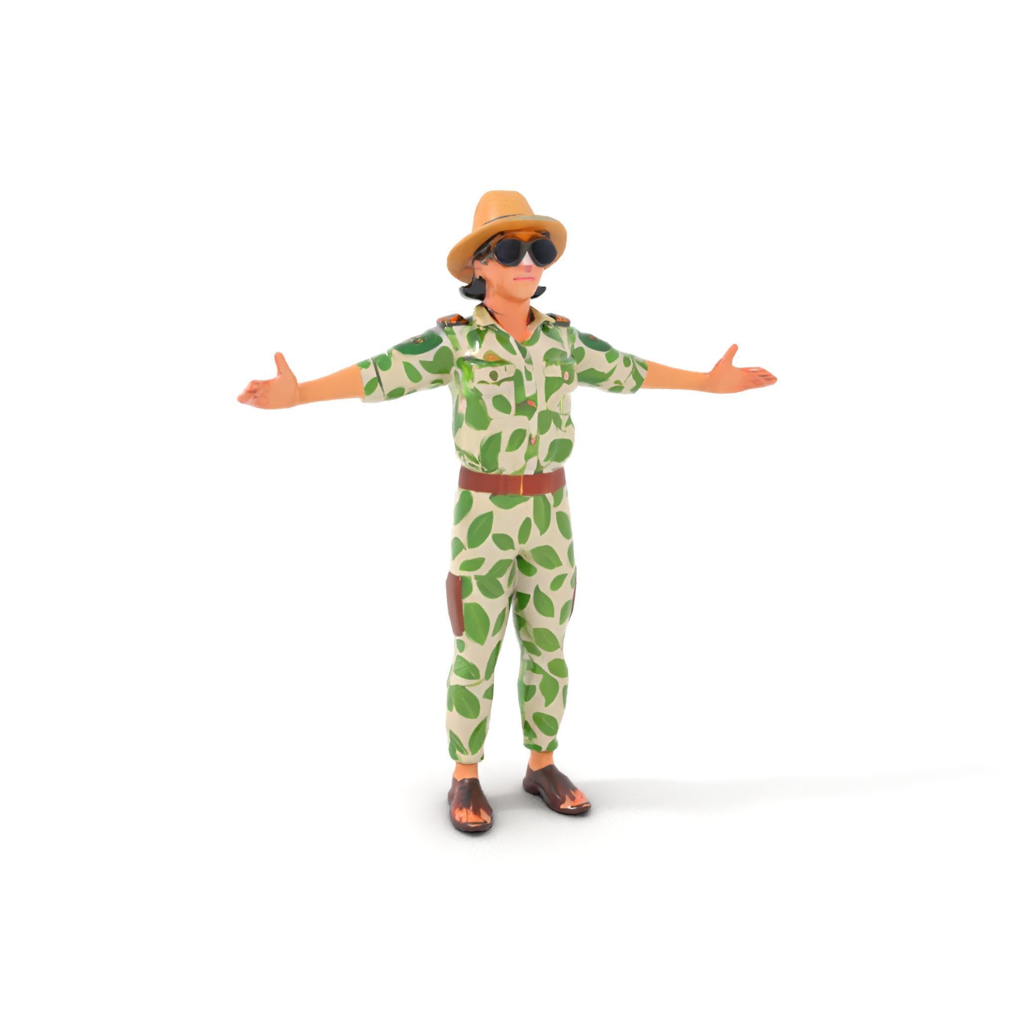 Jungle Explorer Rigged and Animated D Character Model Low-poly 3D model_13