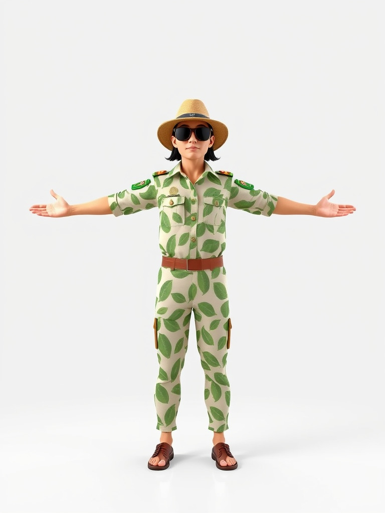 Jungle Explorer Rigged and Animated D Character Model Low-poly 3D model_2