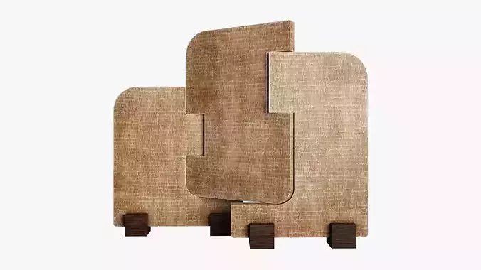 Brutalist Folding Screen 3D model