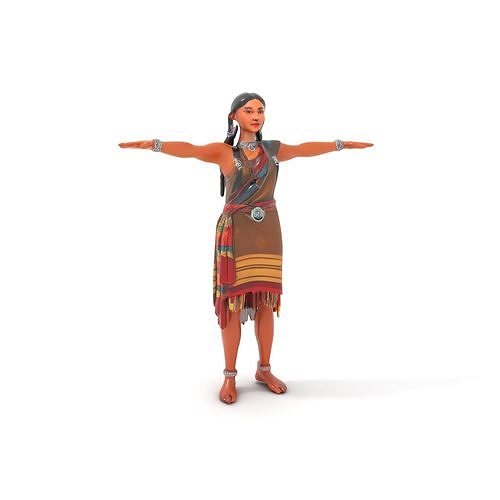 Tribal Warrior Woman  Fully Rigged and Animated D Model Low-poly 3D model