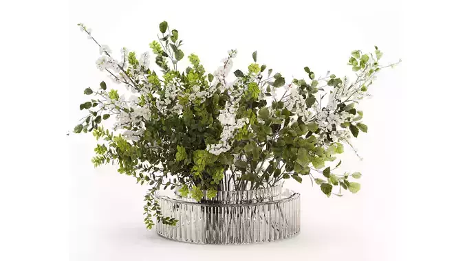 Bouquet Of Green Sakura Cherry Branches And Green 595