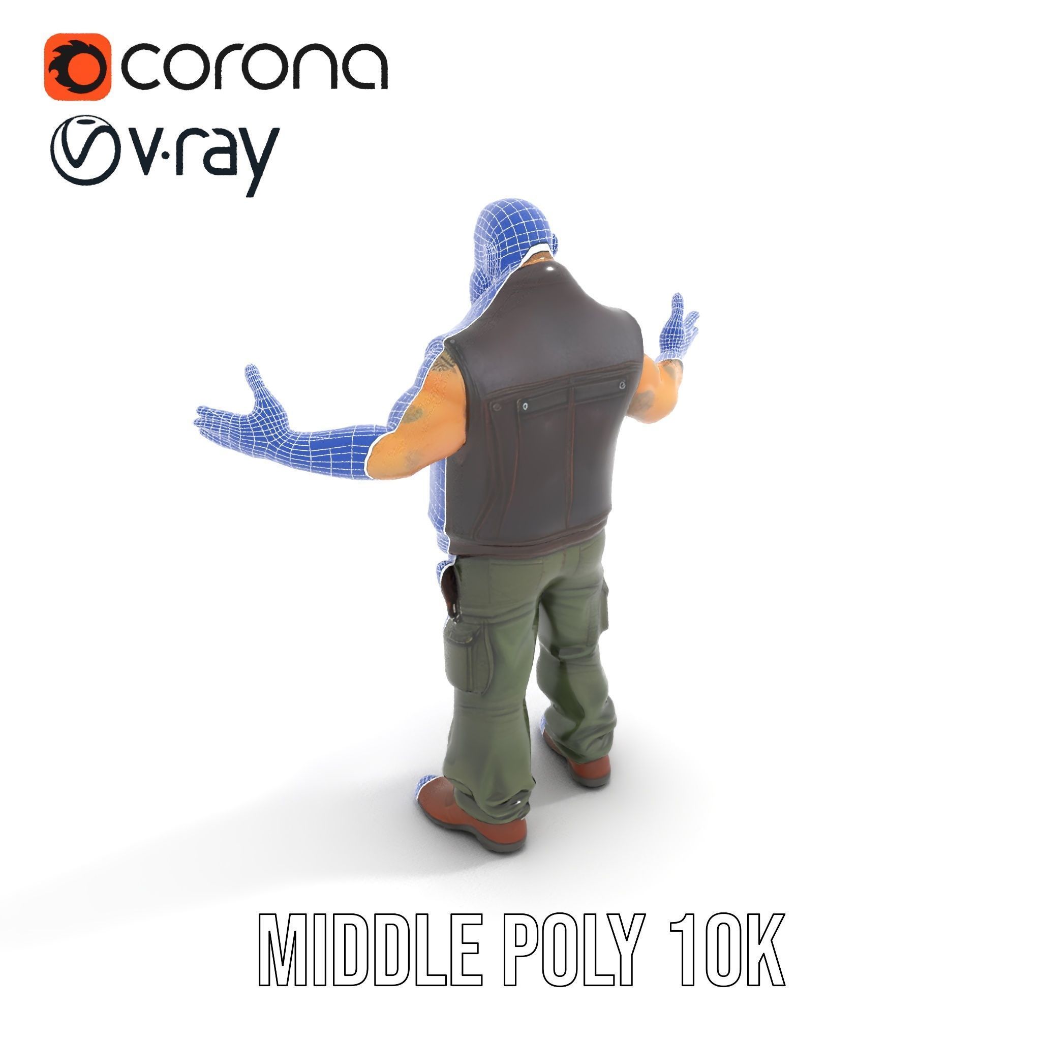 Biker Warrior Rigged and Animated Character D Model Low-poly 3D model_21