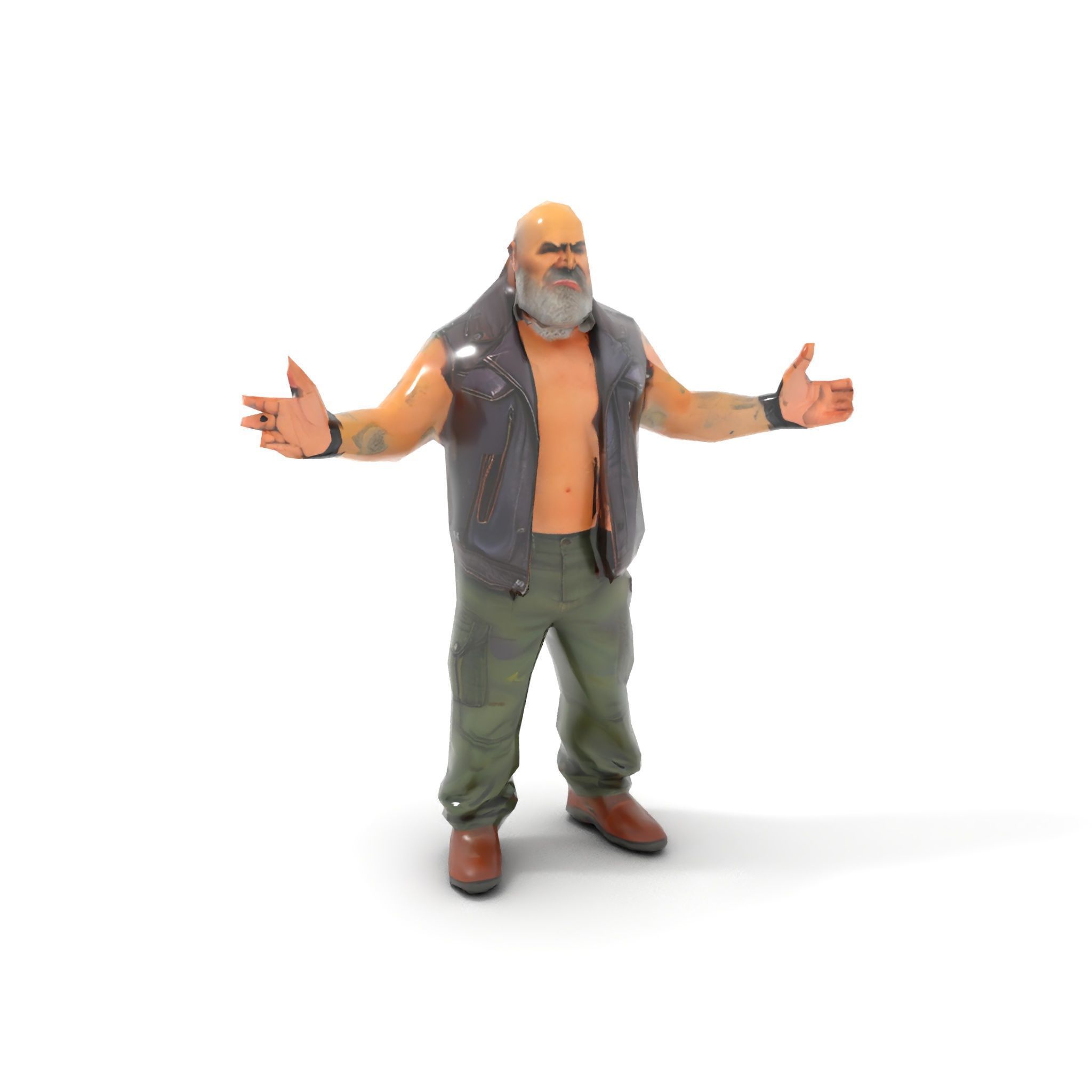 Biker Warrior Rigged and Animated Character D Model Low-poly 3D model_7
