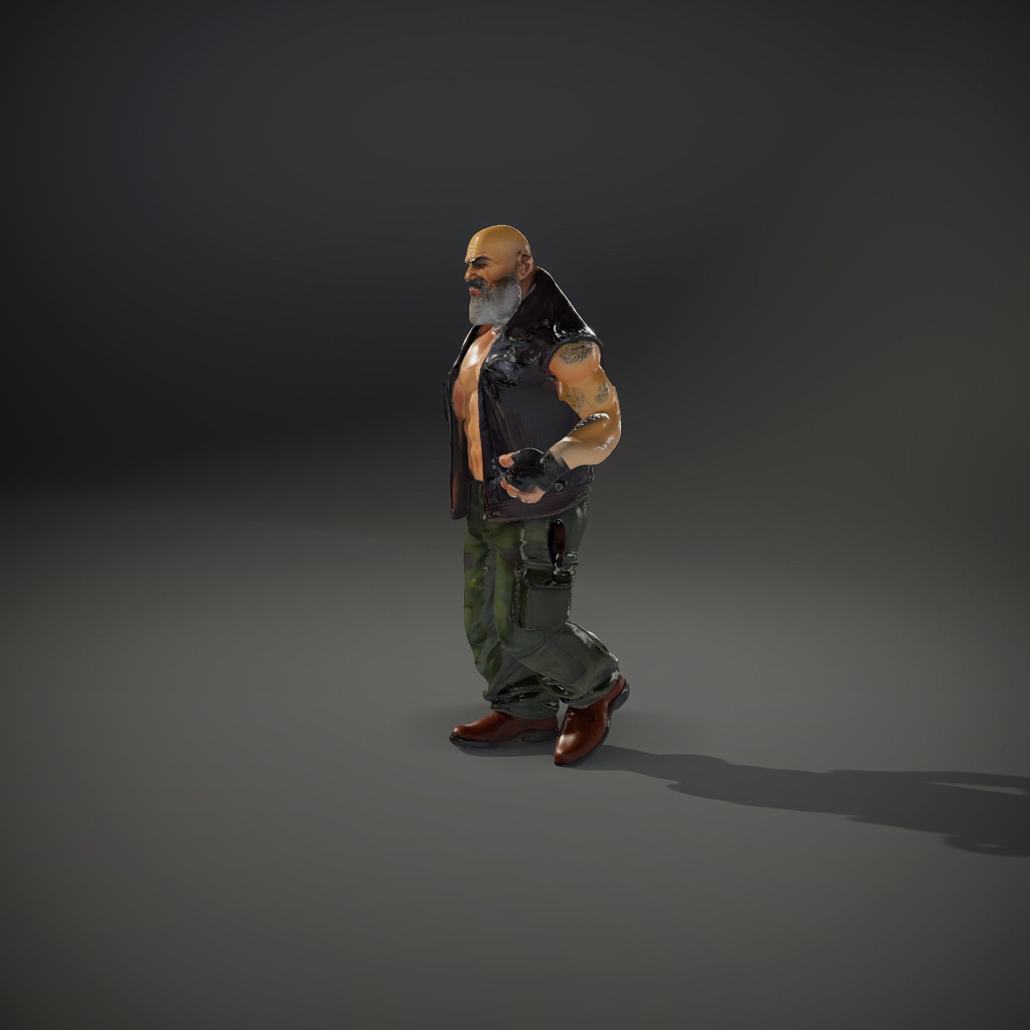 Biker Warrior Rigged and Animated Character D Model Low-poly 3D model_35