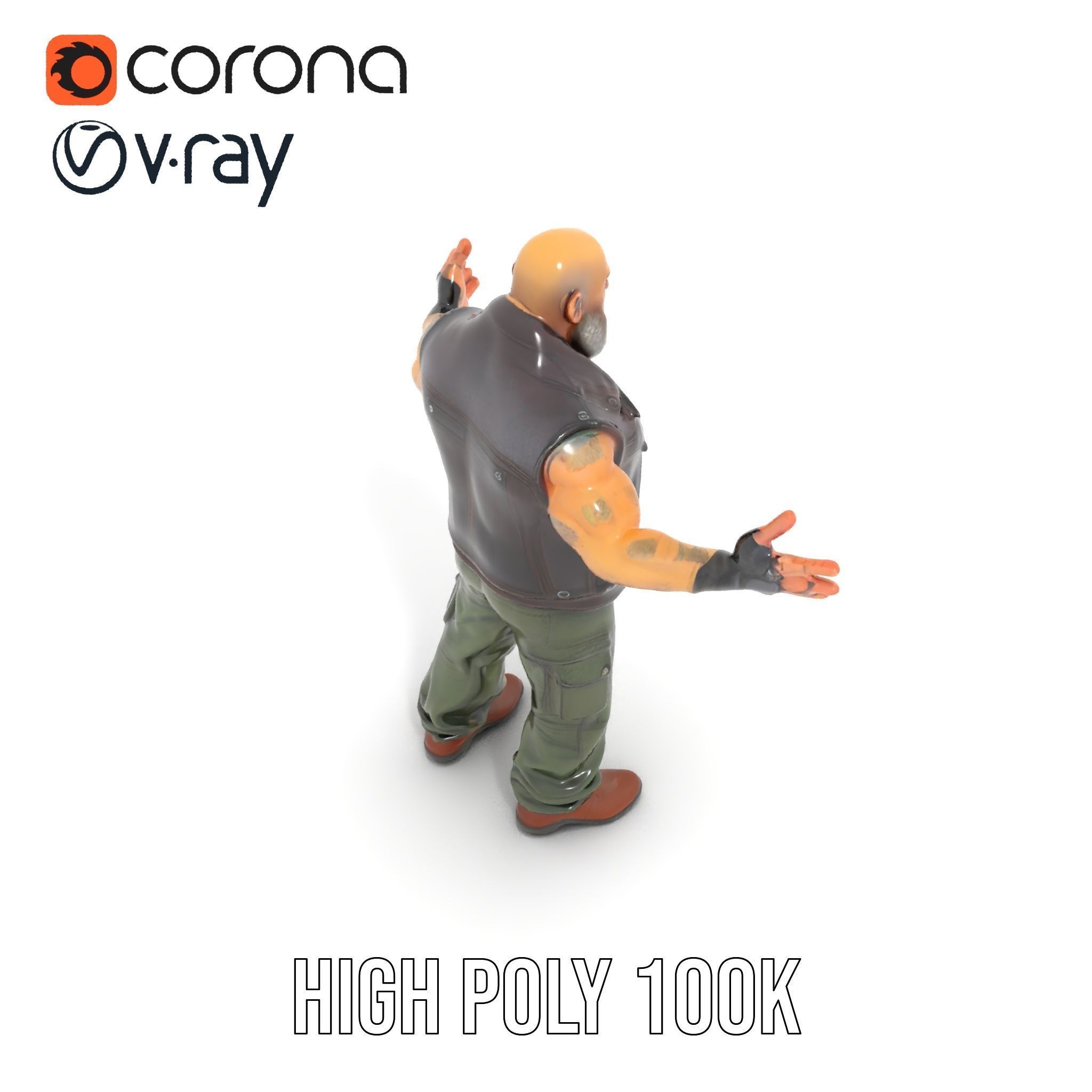 Biker Warrior Rigged and Animated Character D Model Low-poly 3D model_17