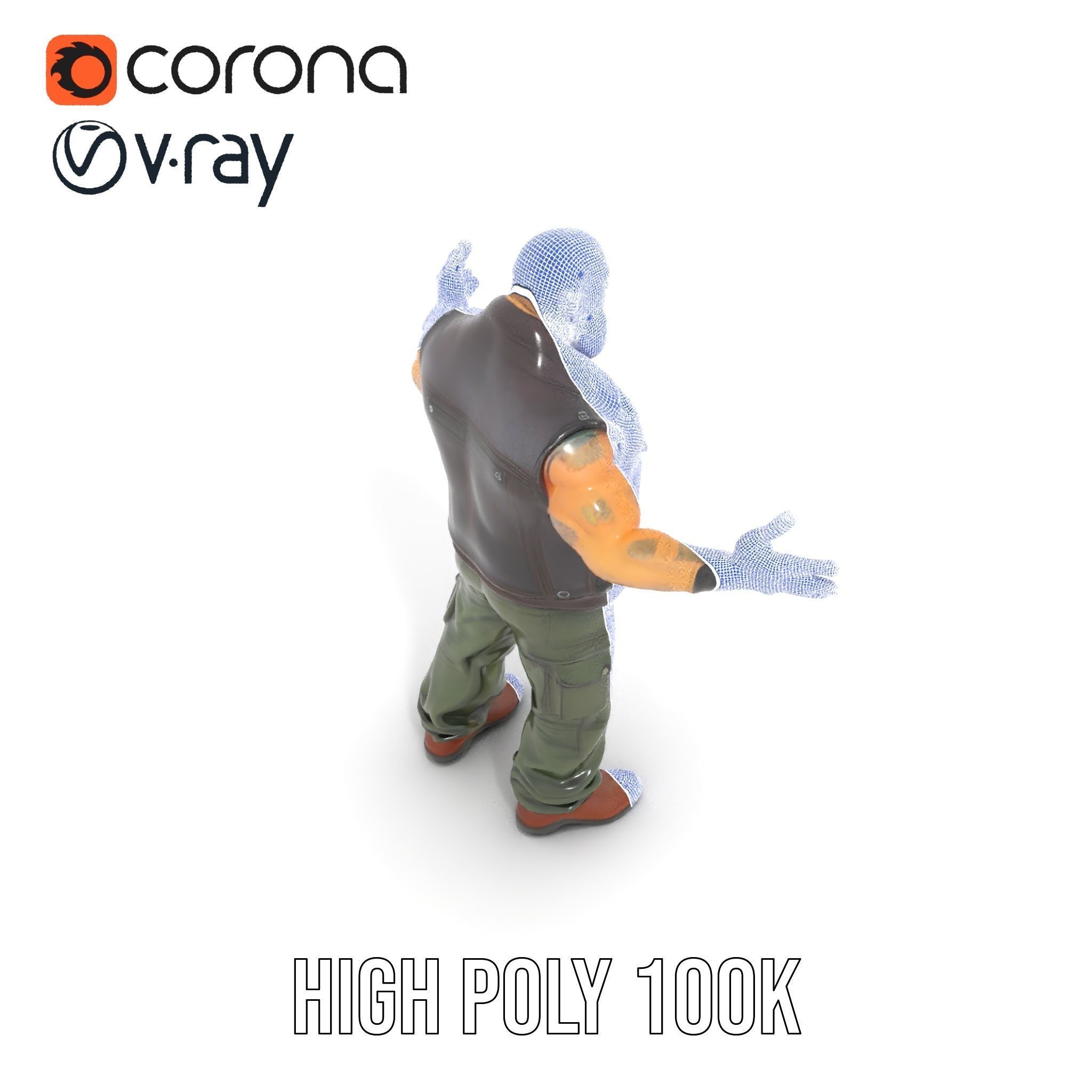 Biker Warrior Rigged and Animated Character D Model Low-poly 3D model_33