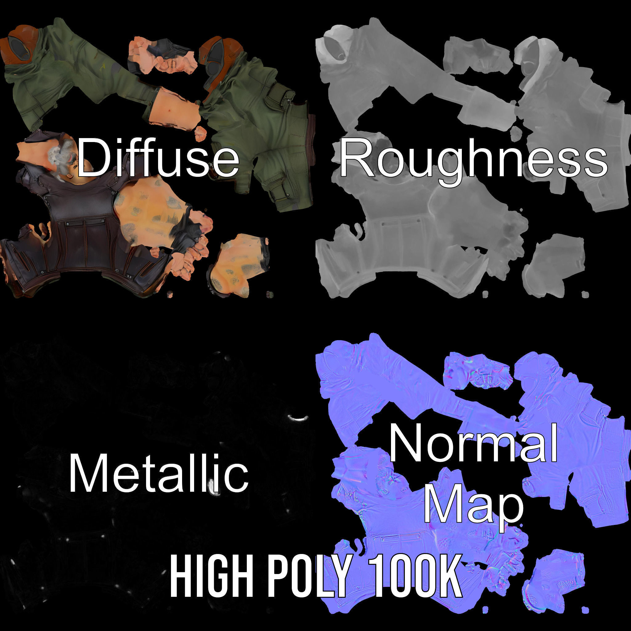 Biker Warrior Rigged and Animated Character D Model Low-poly 3D model_3