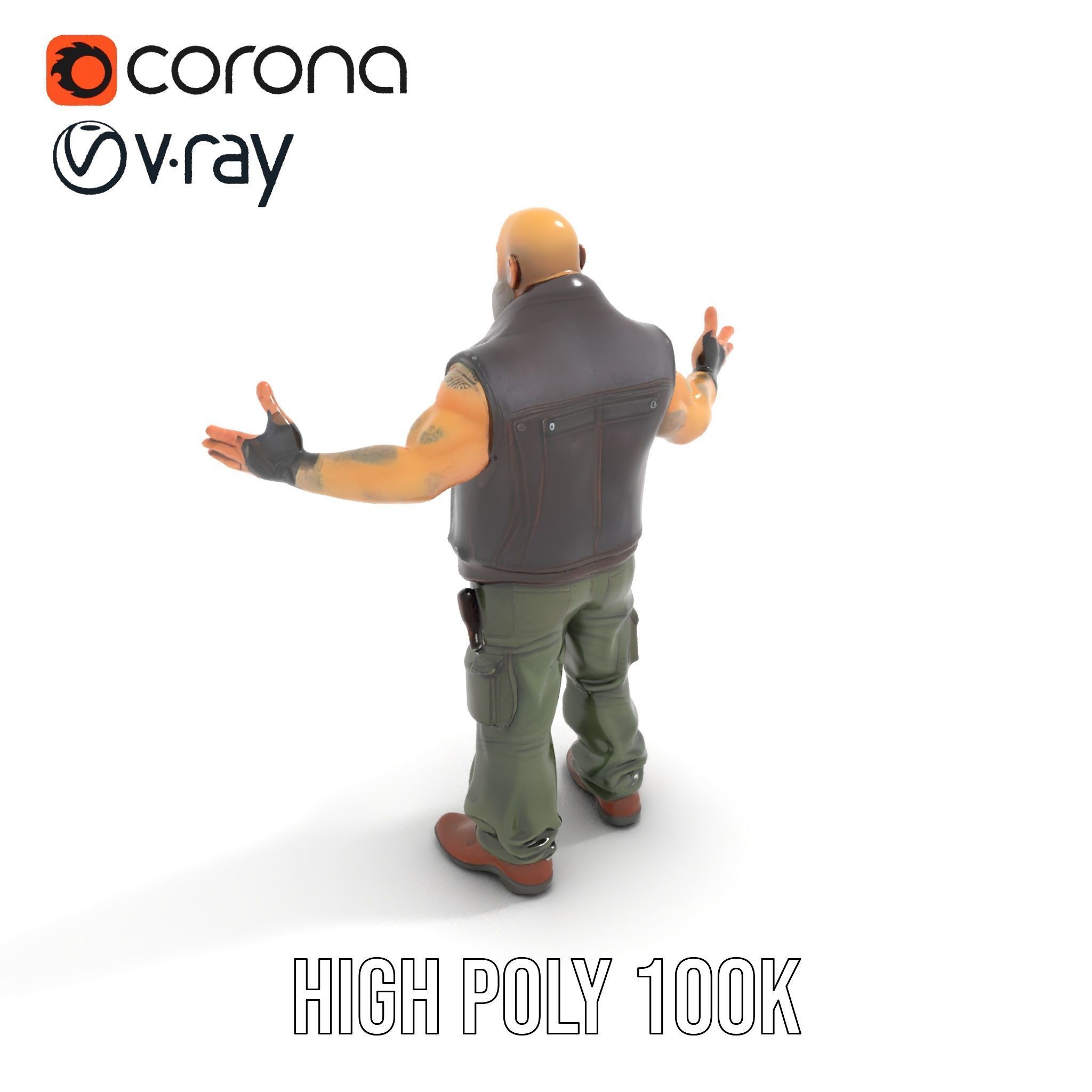Biker Warrior Rigged and Animated Character D Model Low-poly 3D model_12