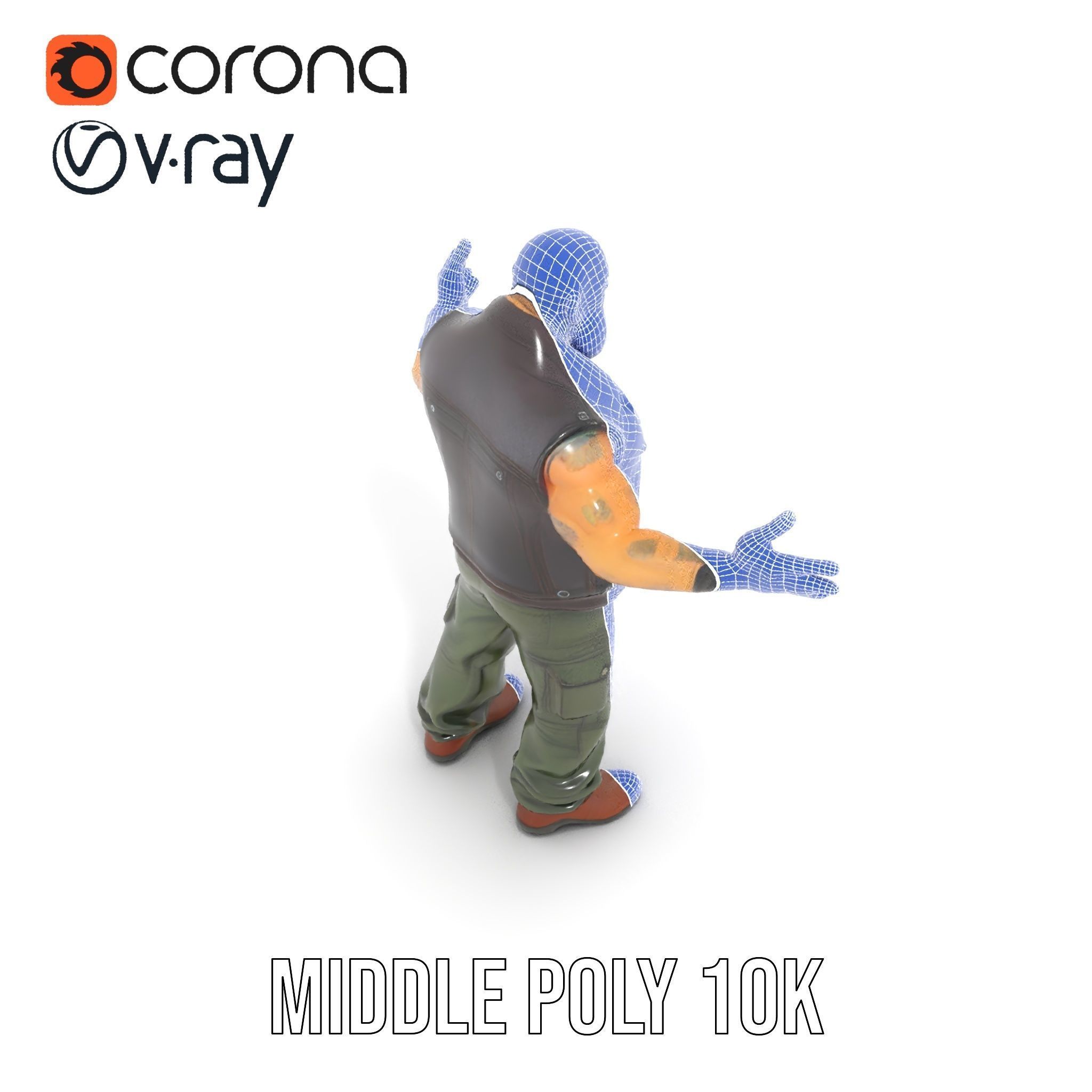 Biker Warrior Rigged and Animated Character D Model Low-poly 3D model_29