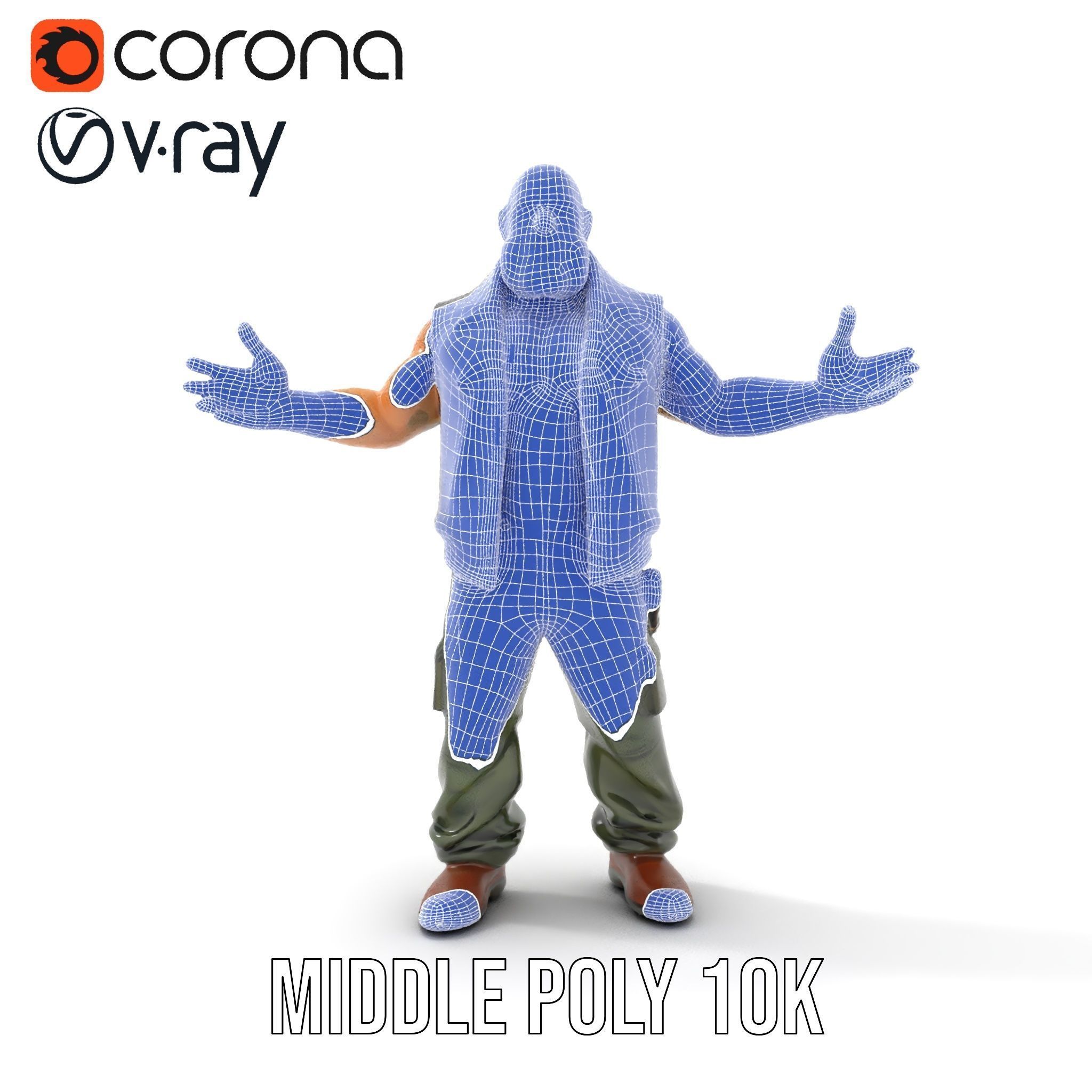 Biker Warrior Rigged and Animated Character D Model Low-poly 3D model_34