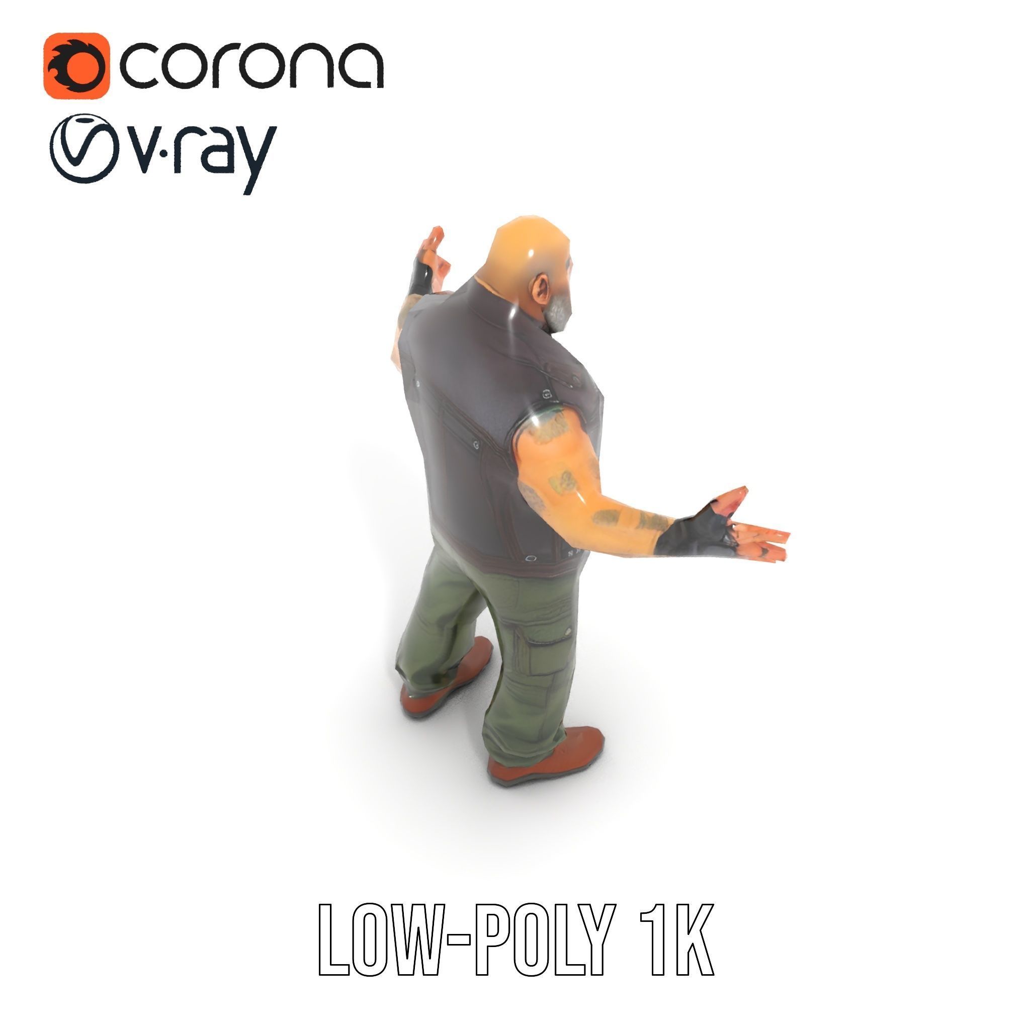 Biker Warrior Rigged and Animated Character D Model Low-poly 3D model_14