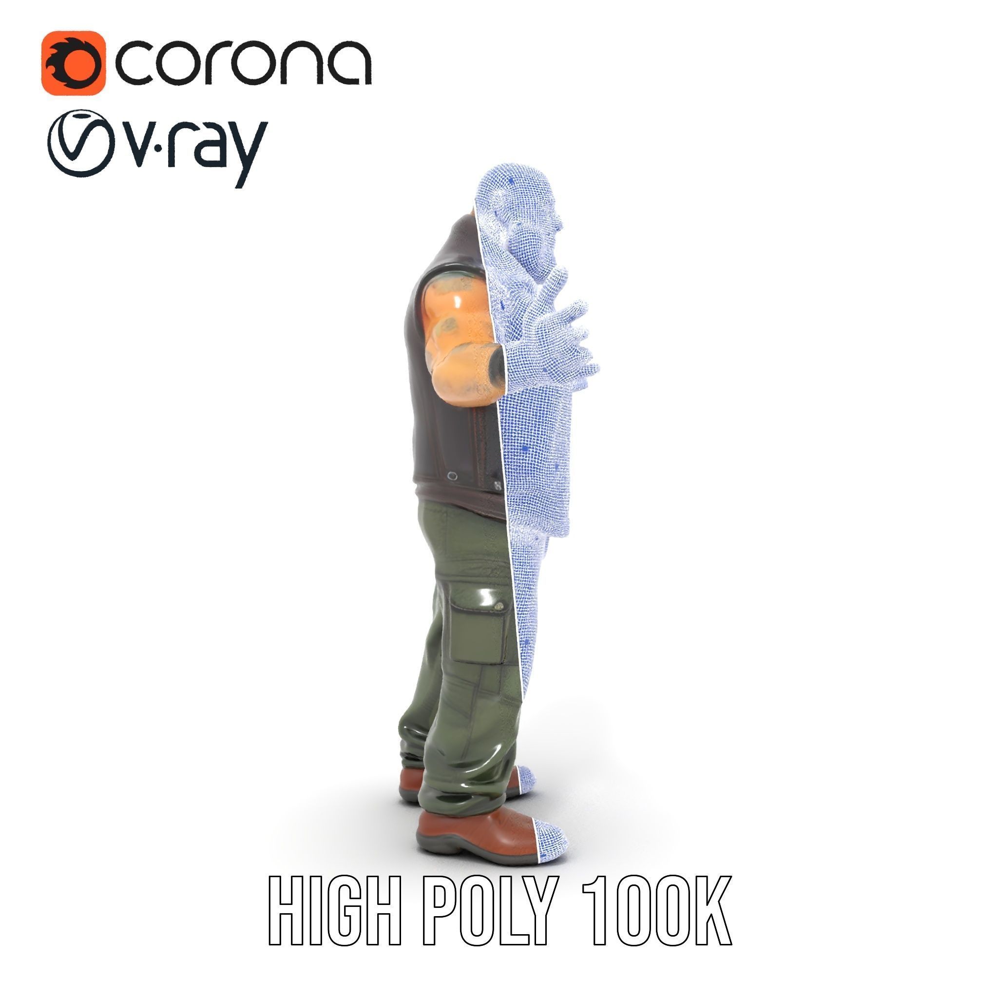 Biker Warrior Rigged and Animated Character D Model Low-poly 3D model_31