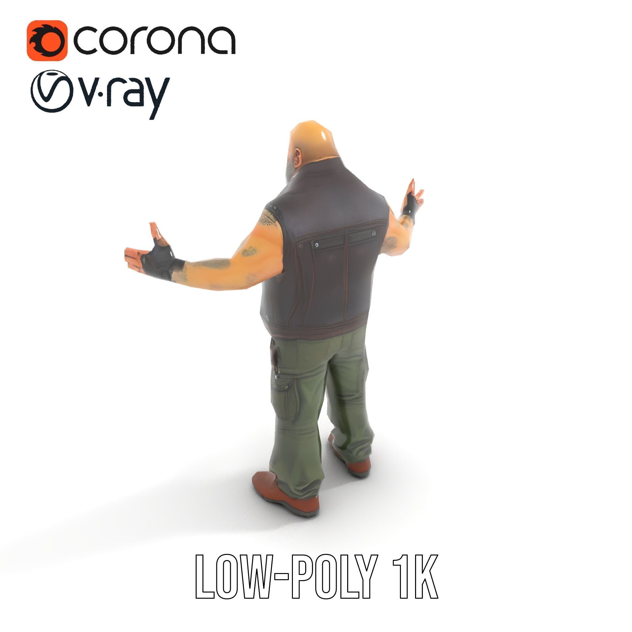 Biker Warrior Rigged and Animated Character D Model Low-poly 3D model_25