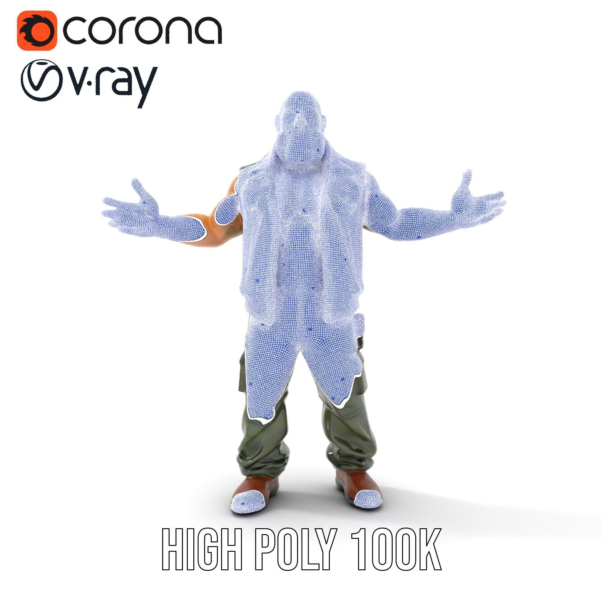 Biker Warrior Rigged and Animated Character D Model Low-poly 3D model_23