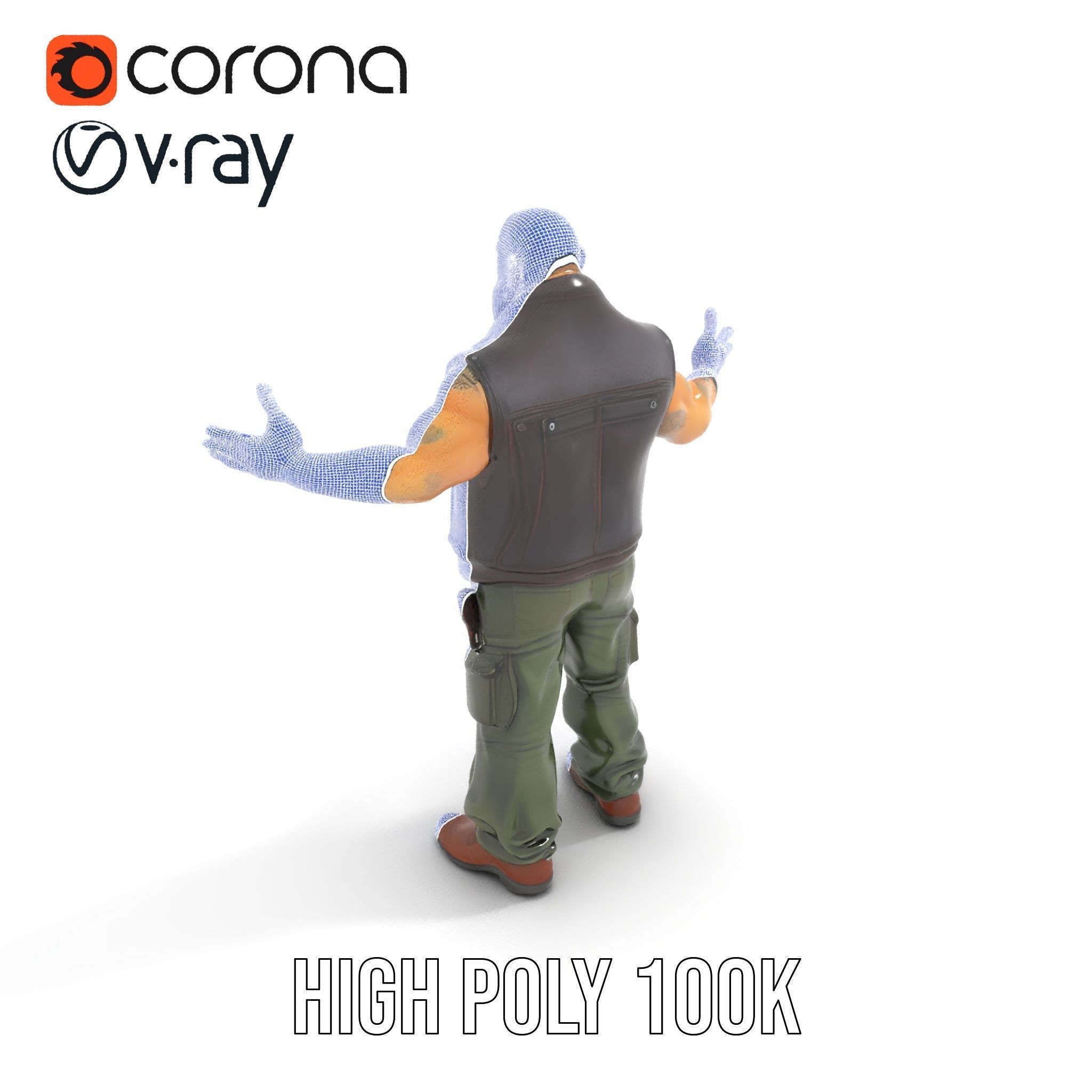 Biker Warrior Rigged and Animated Character D Model Low-poly 3D model_26