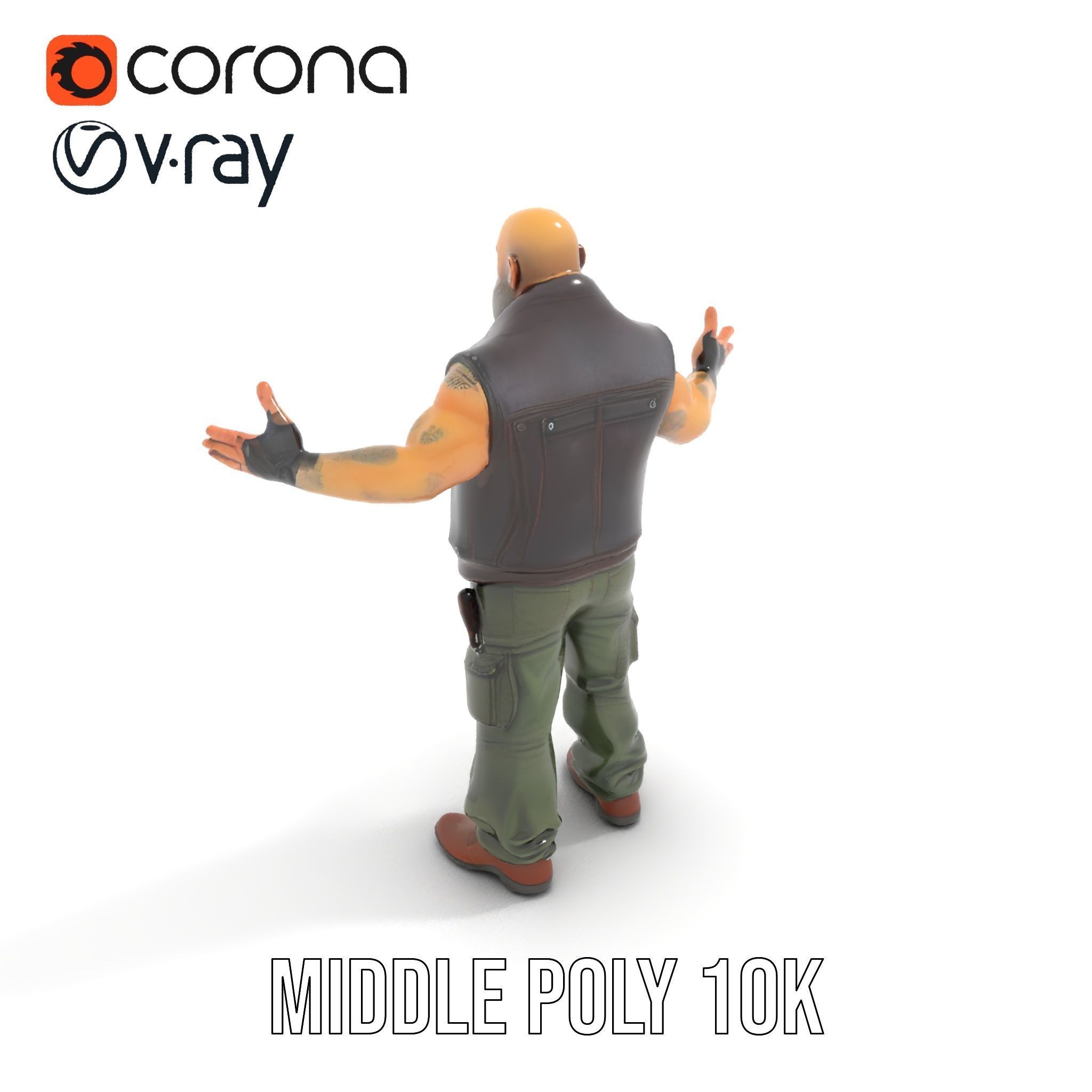 Biker Warrior Rigged and Animated Character D Model Low-poly 3D model_15