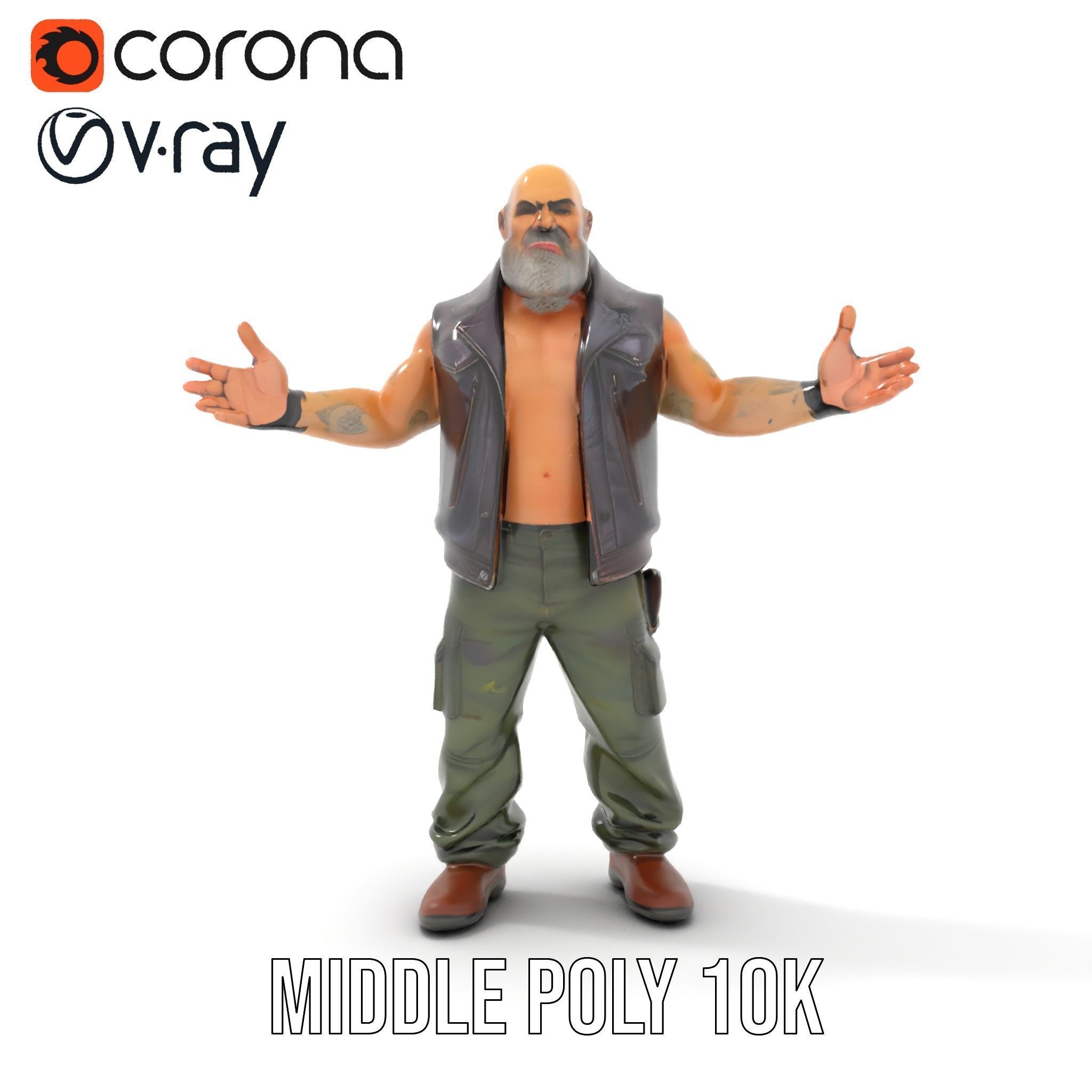 Biker Warrior Rigged and Animated Character D Model Low-poly 3D model_27