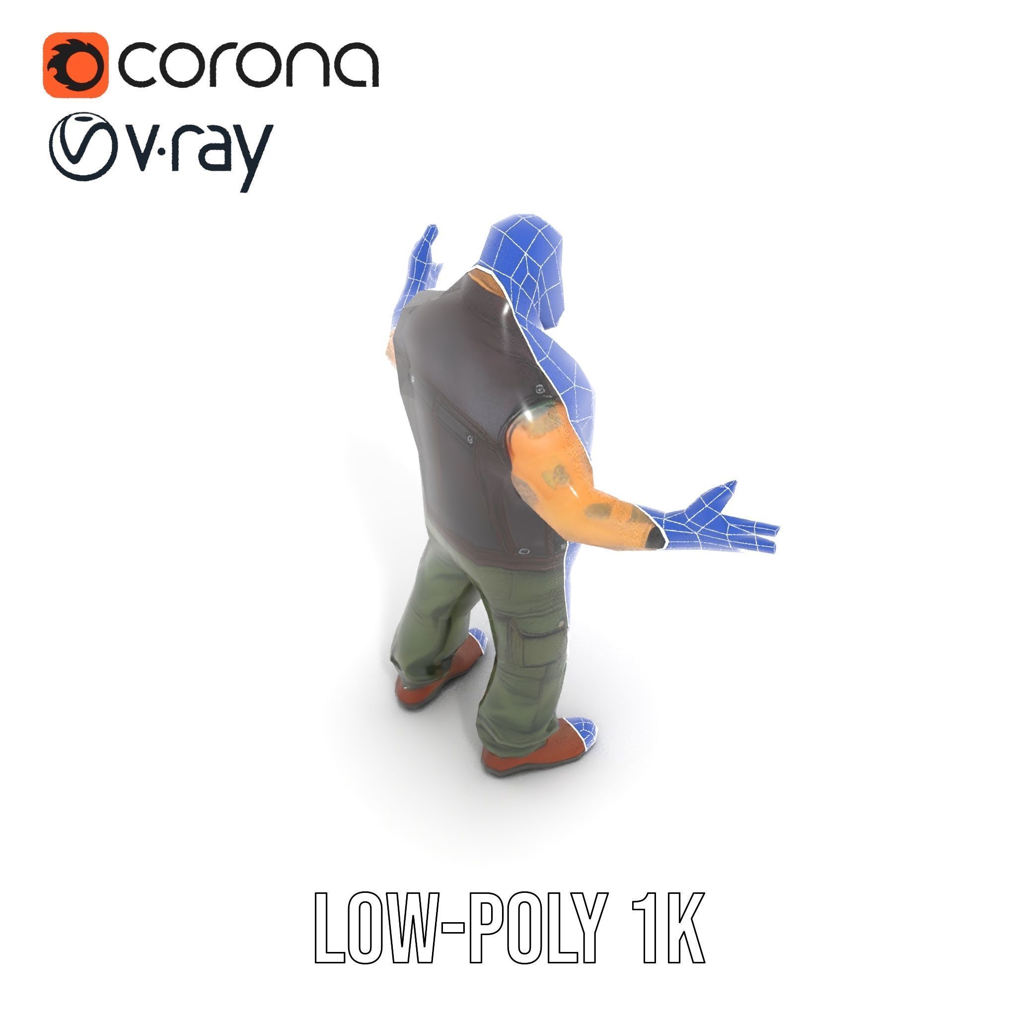 Biker Warrior Rigged and Animated Character D Model Low-poly 3D model_16