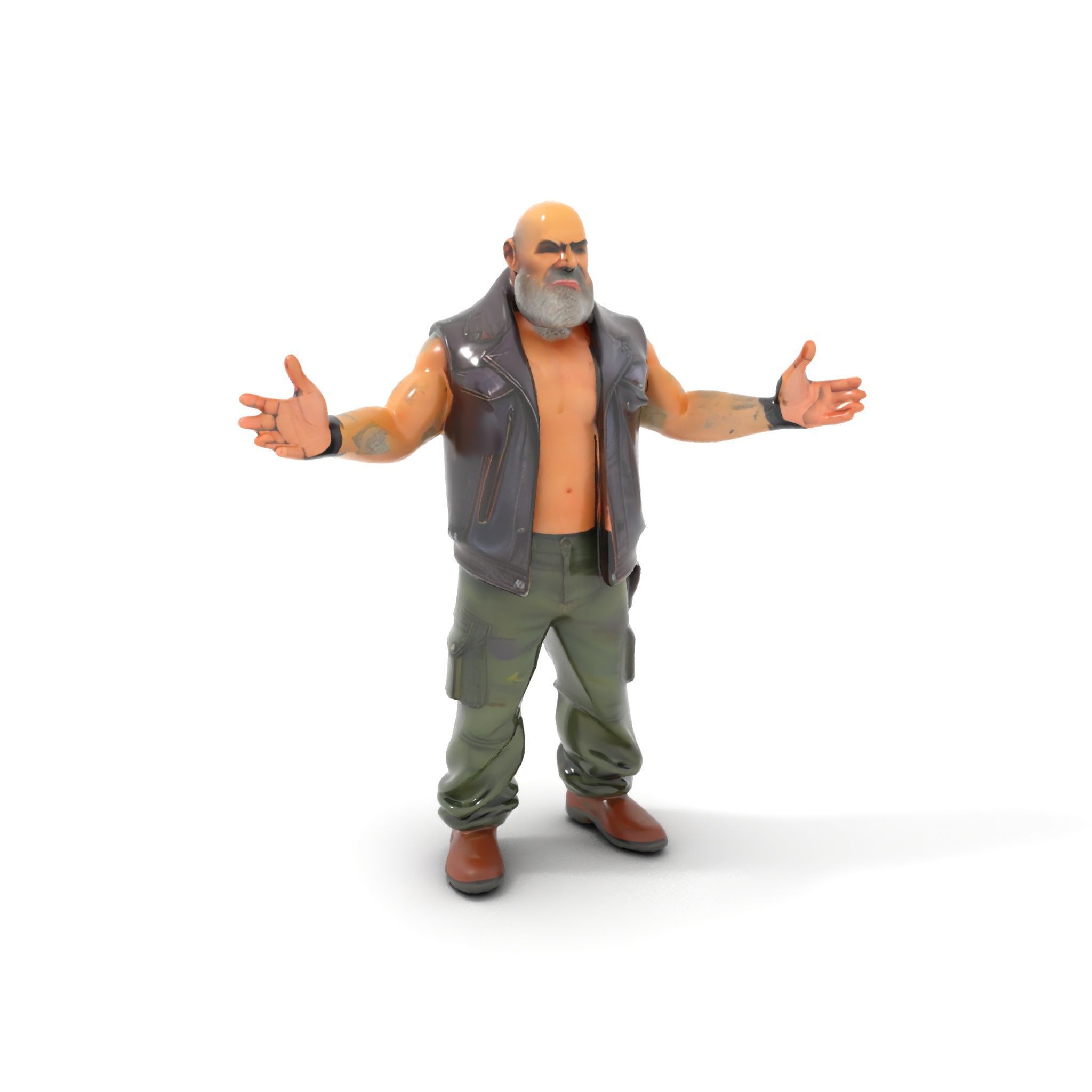 Biker Warrior Rigged and Animated Character D Model Low-poly 3D model_10