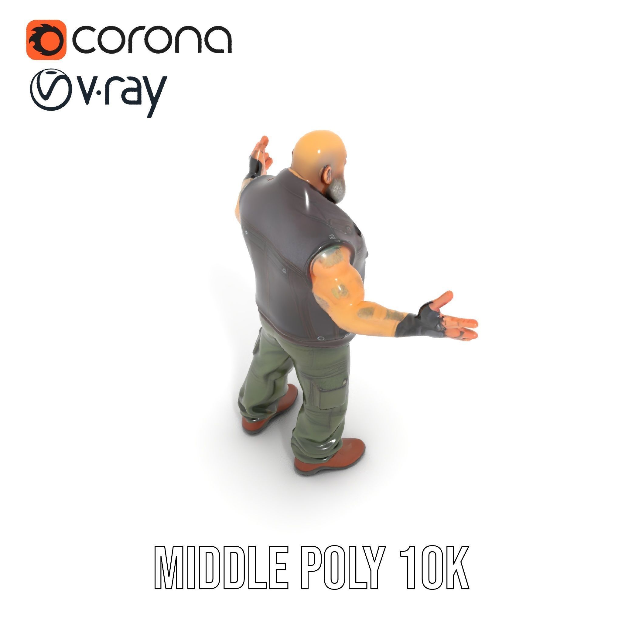 Biker Warrior Rigged and Animated Character D Model Low-poly 3D model_13