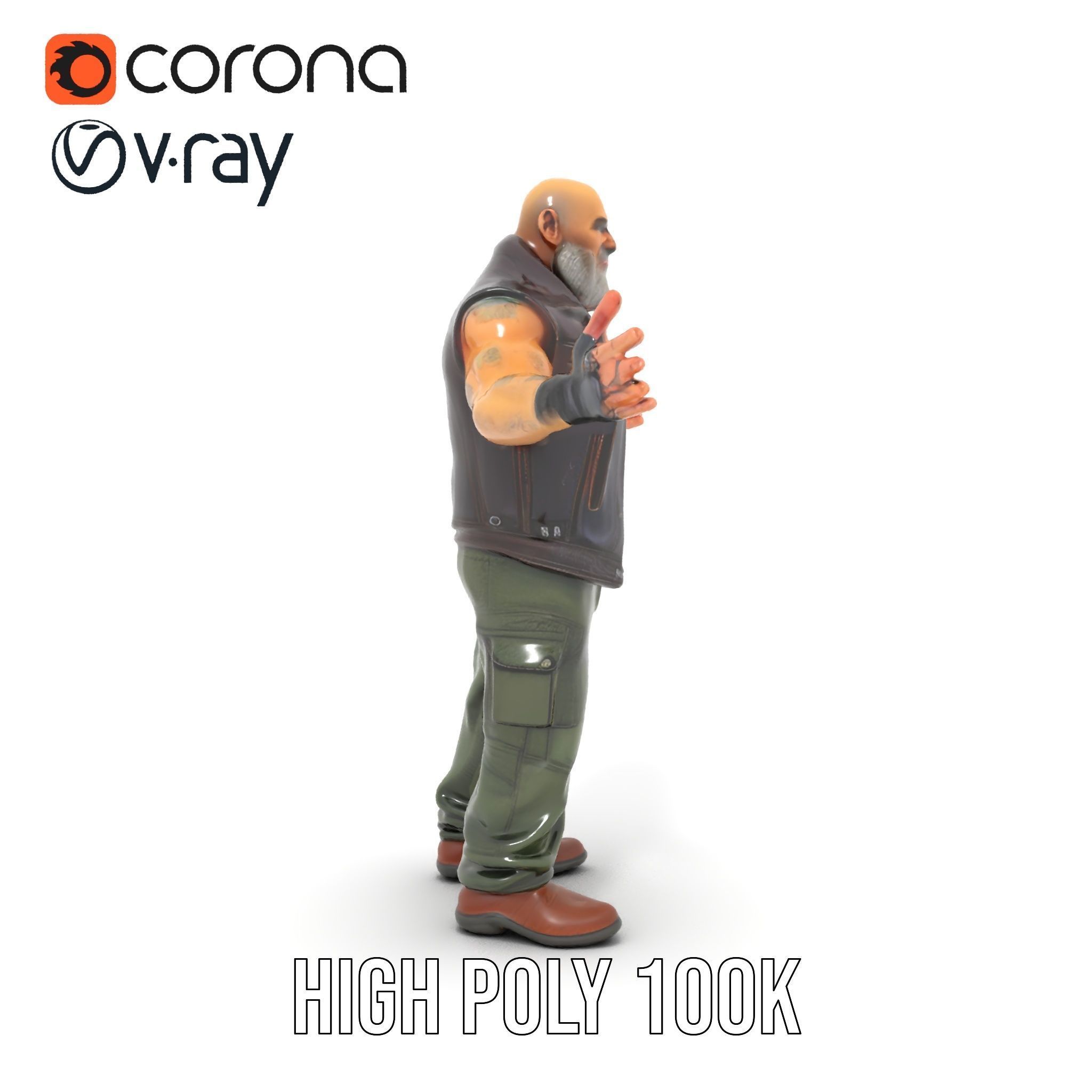Biker Warrior Rigged and Animated Character D Model Low-poly 3D model_20