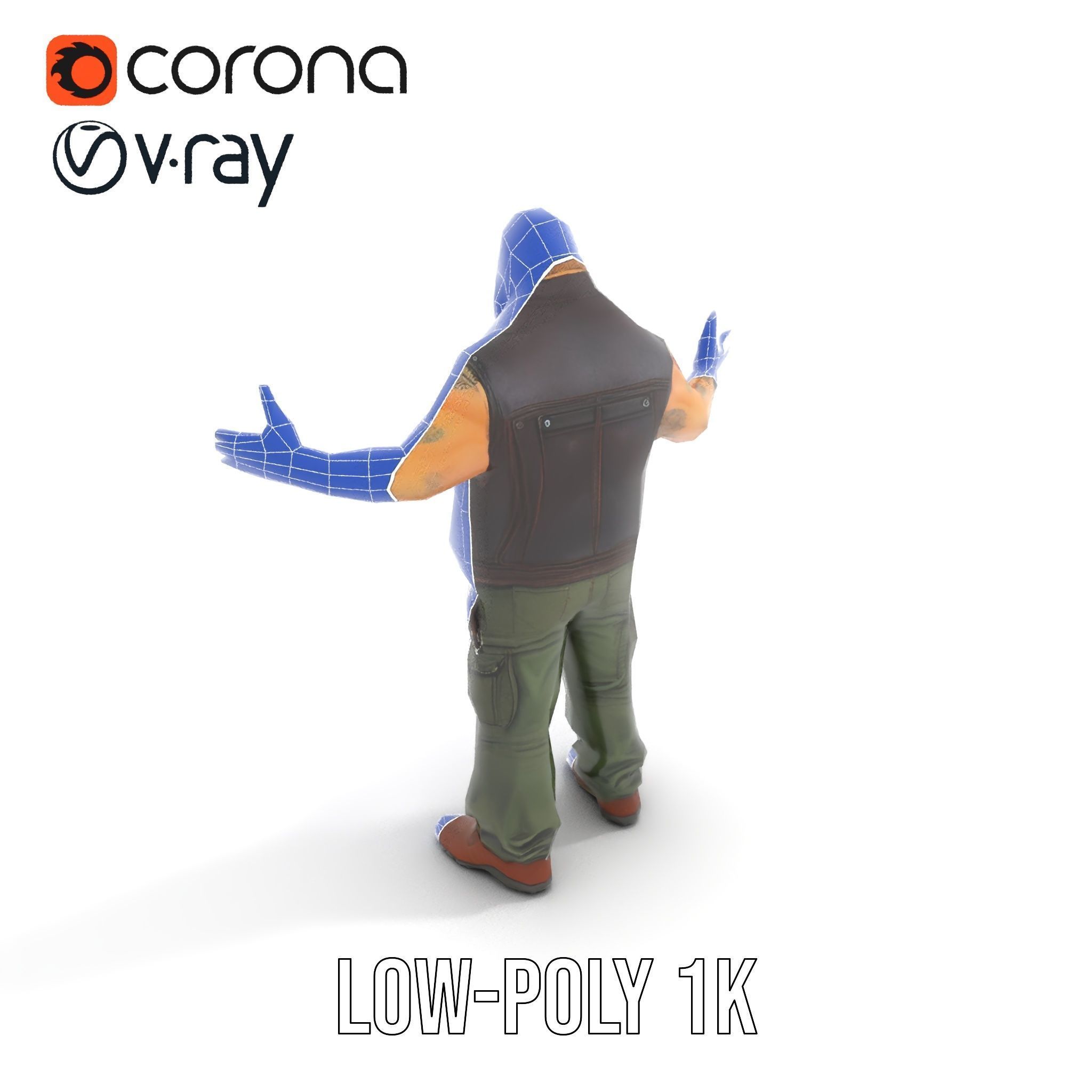 Biker Warrior Rigged and Animated Character D Model Low-poly 3D model_11