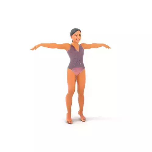 Athletic Swimmer Female Rigged and Animated D Character Model