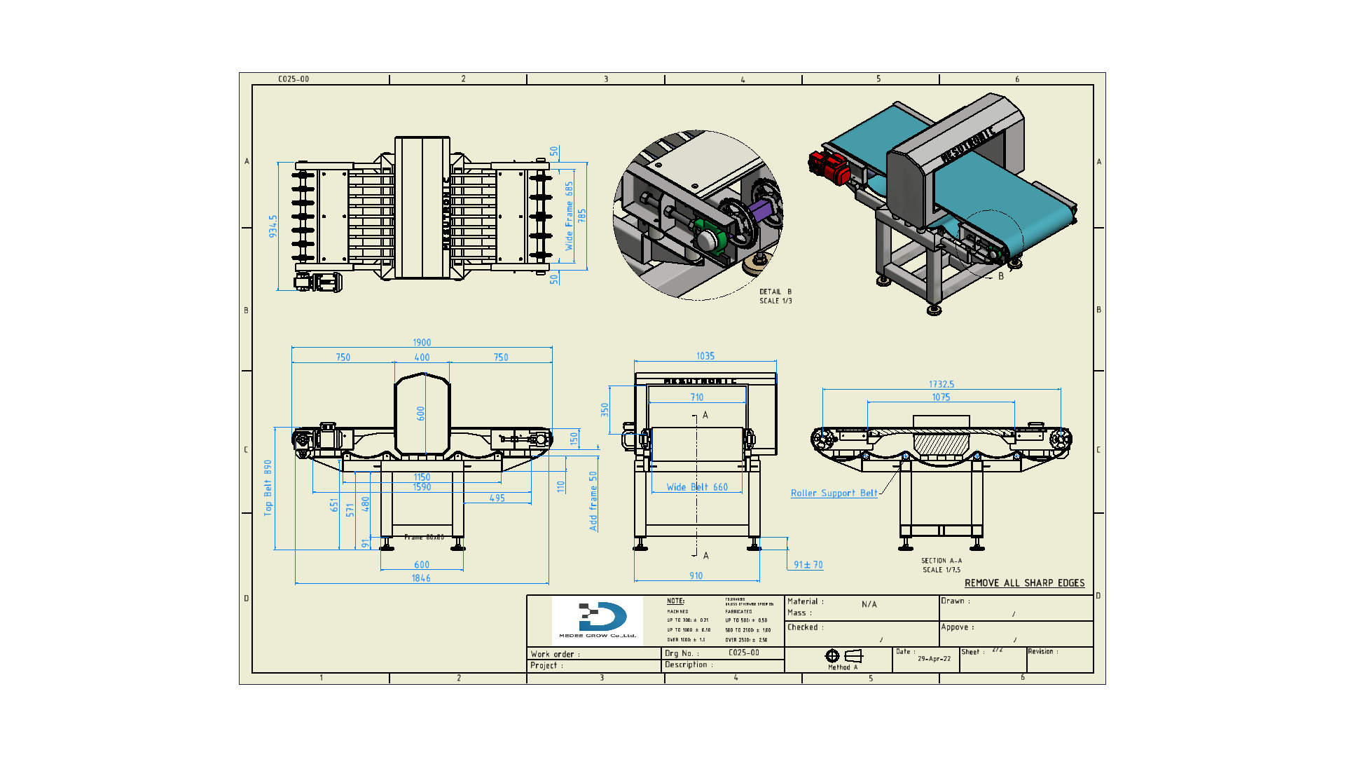 Modular Belt Conveyor 02  Low-poly 3D model_18