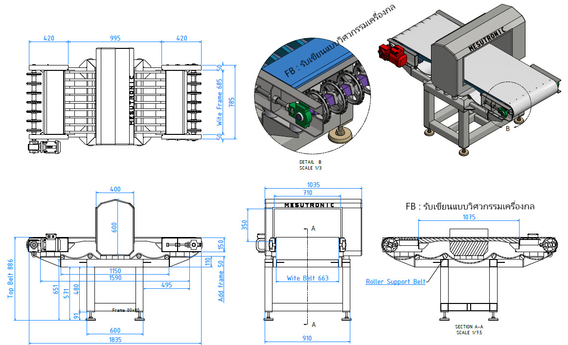 Modular Belt Conveyor 02  Low-poly 3D model_26