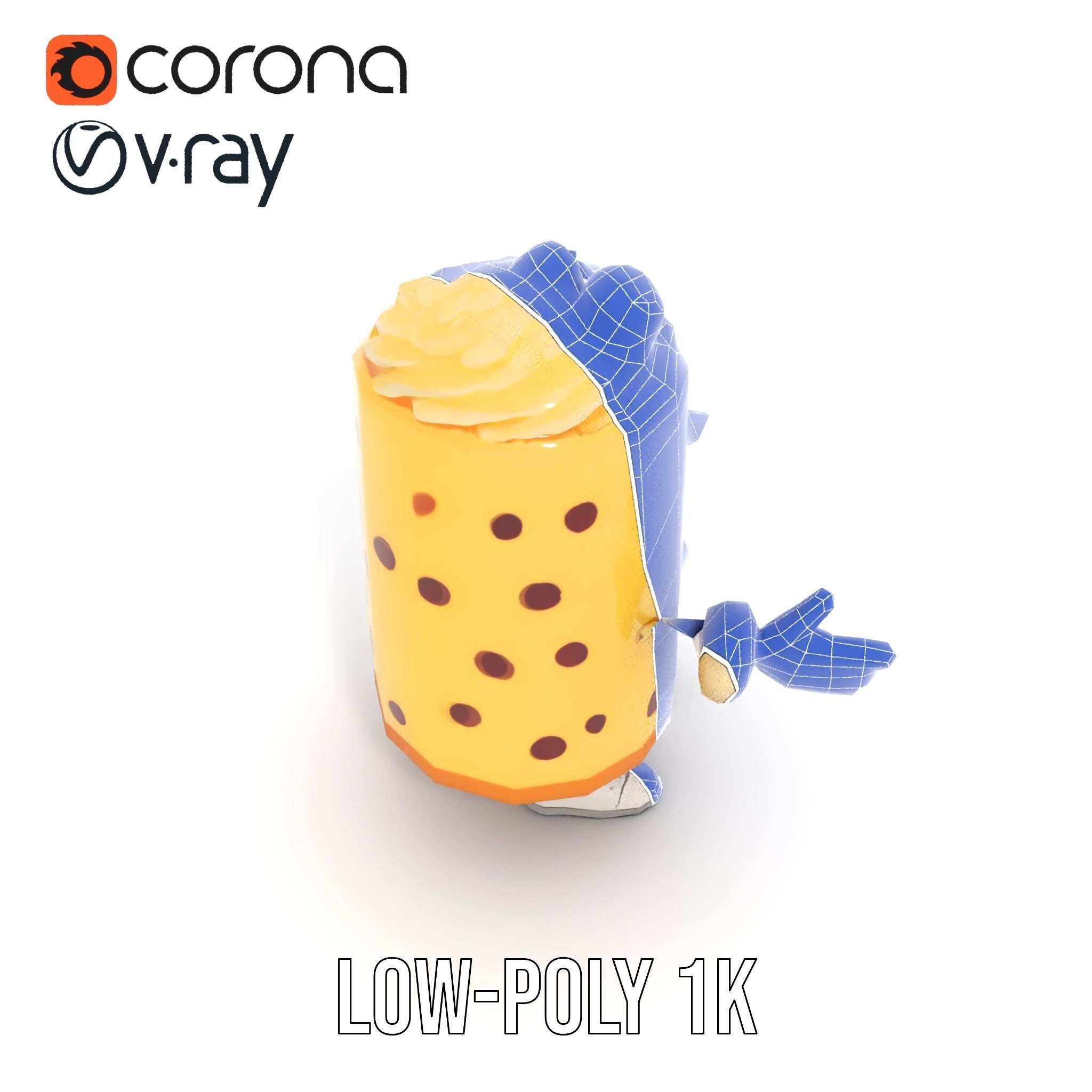 Cheerful Cake Character Rigged and Animated D Model Low-poly 3D model_21