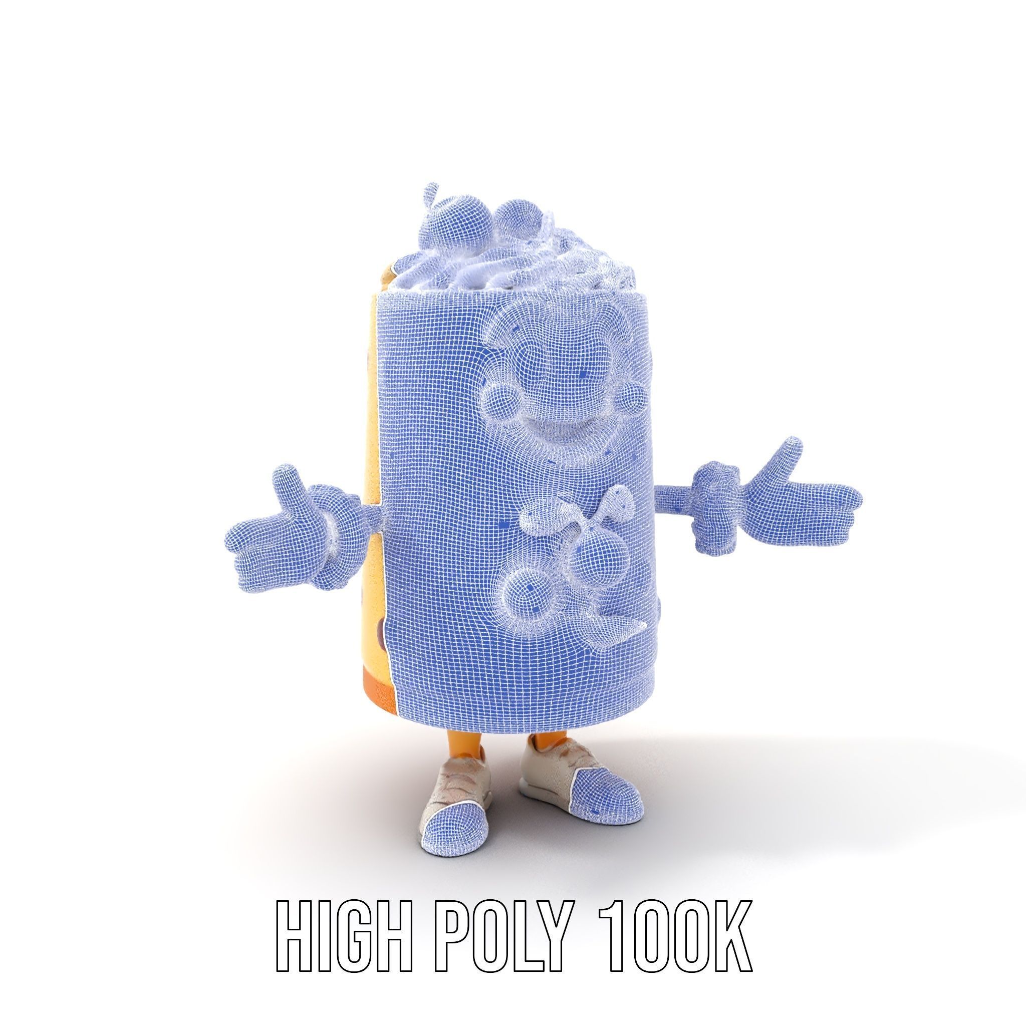 Cheerful Cake Character Rigged and Animated D Model Low-poly 3D model_4