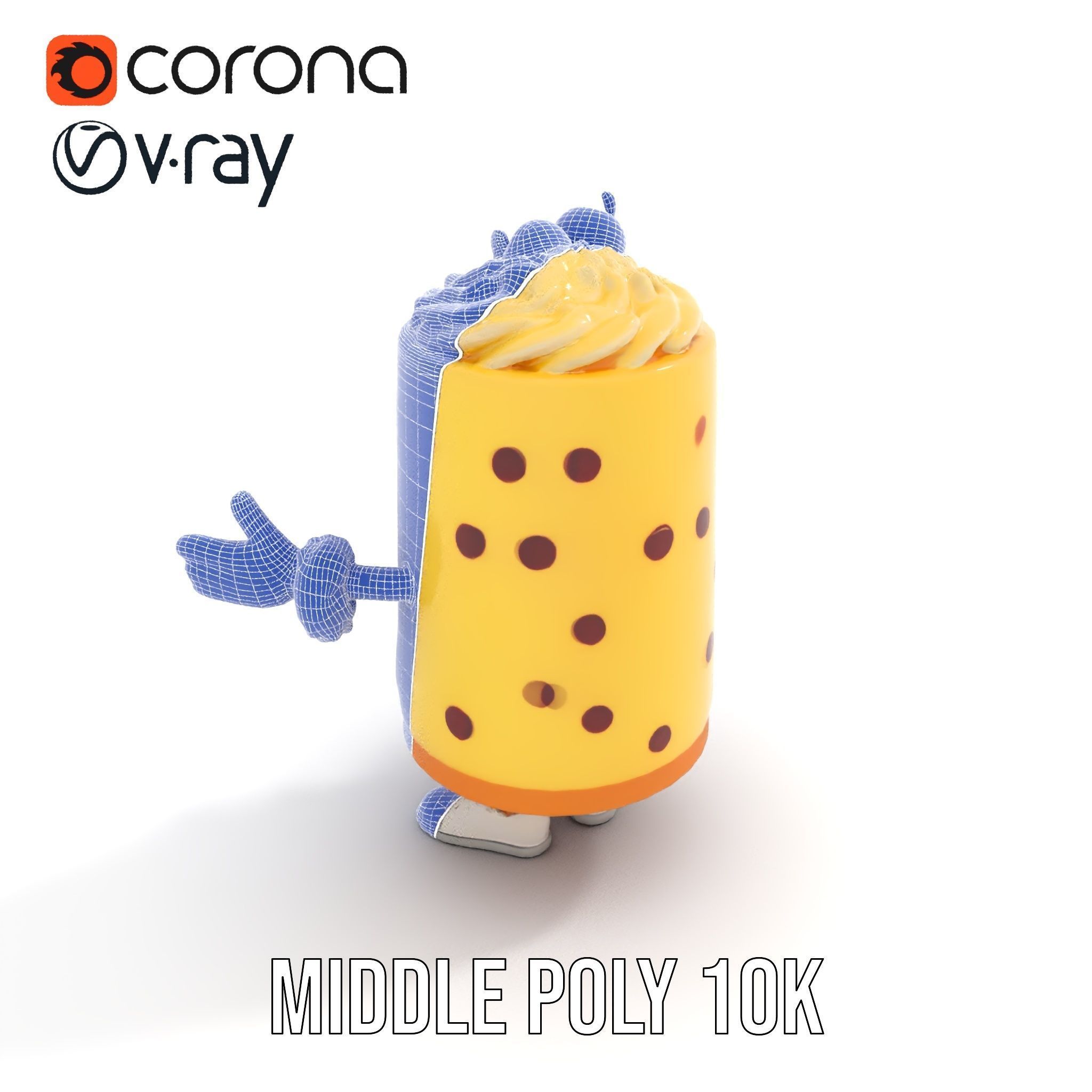 Cheerful Cake Character Rigged and Animated D Model Low-poly 3D model_32
