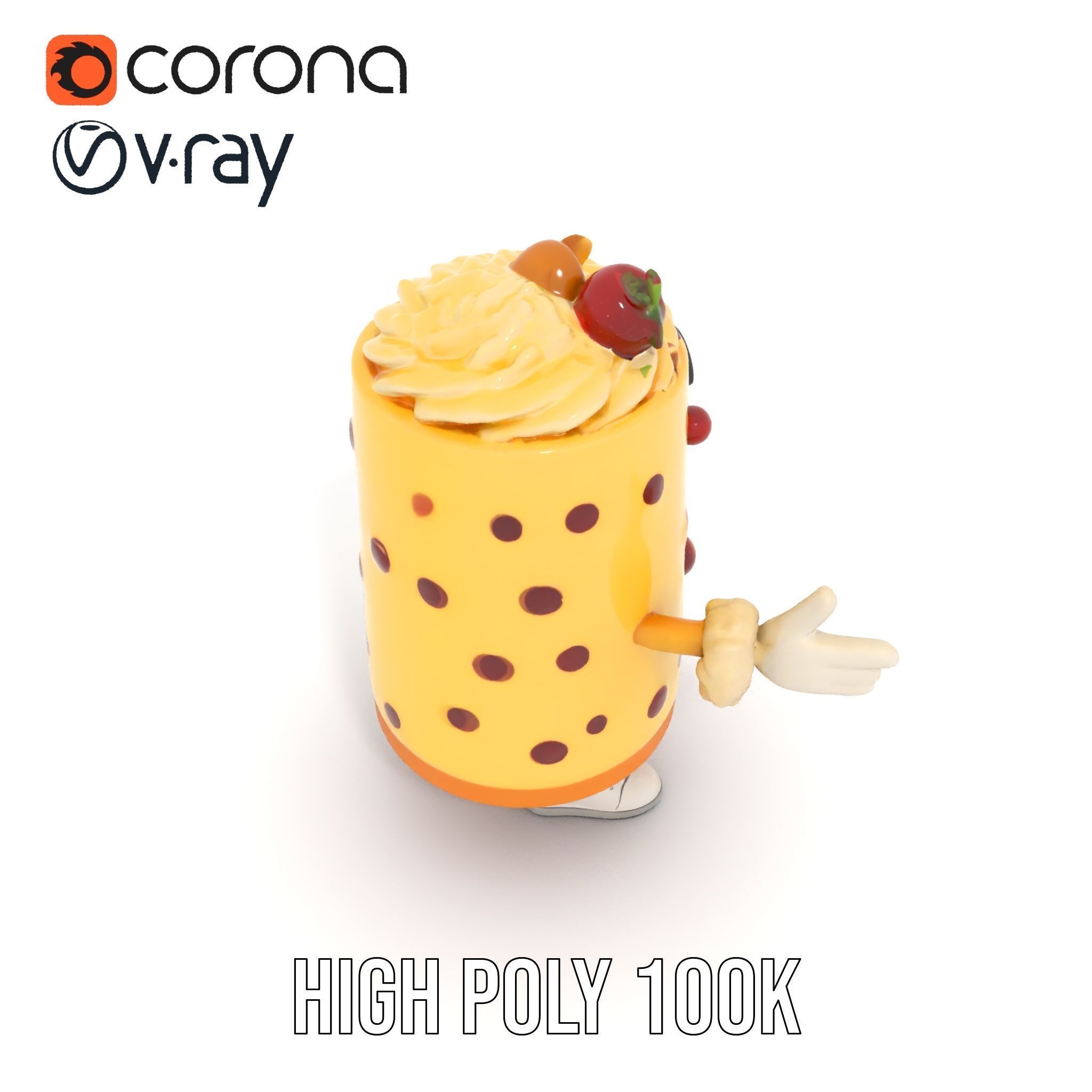 Cheerful Cake Character Rigged and Animated D Model Low-poly 3D model_28