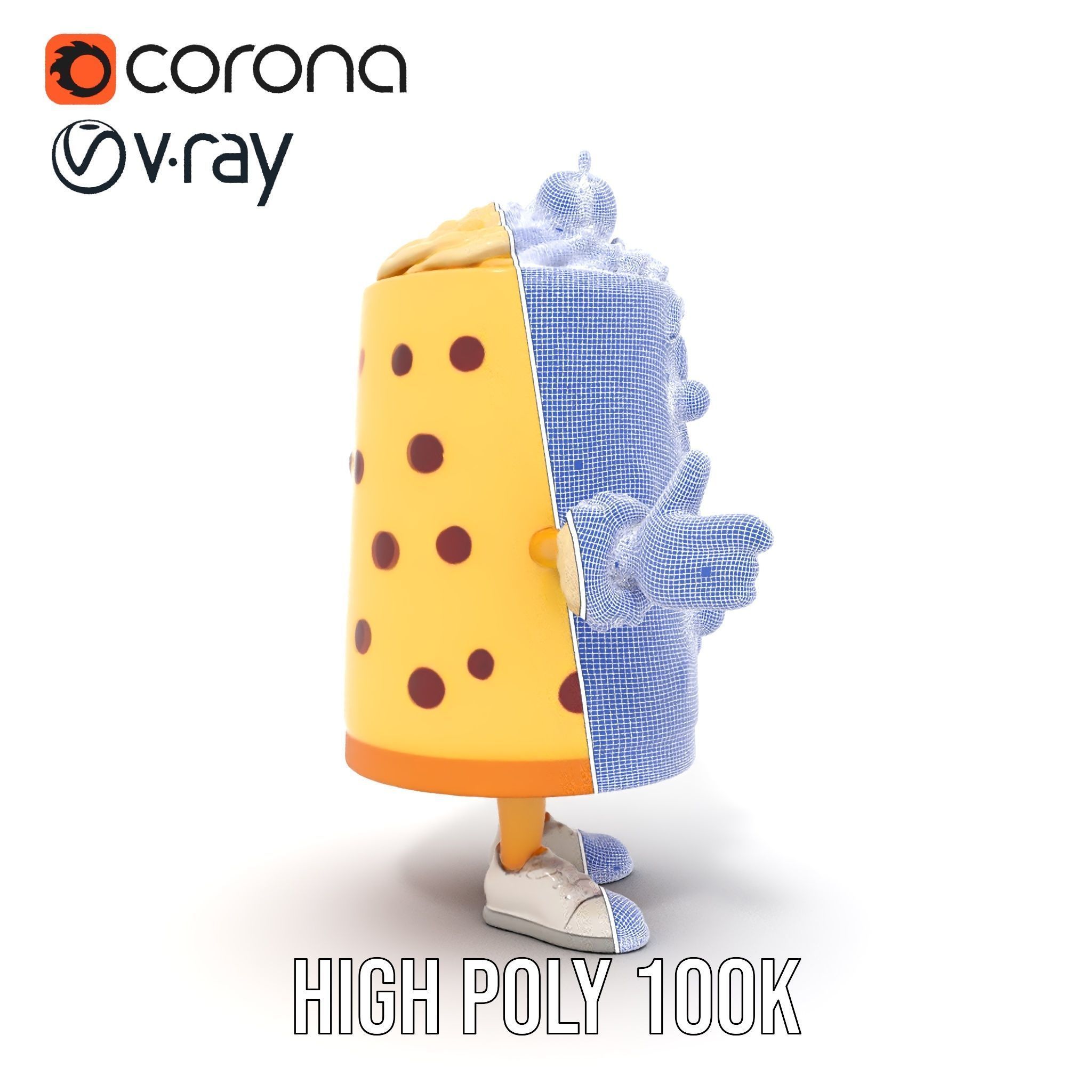 Cheerful Cake Character Rigged and Animated D Model Low-poly 3D model_36