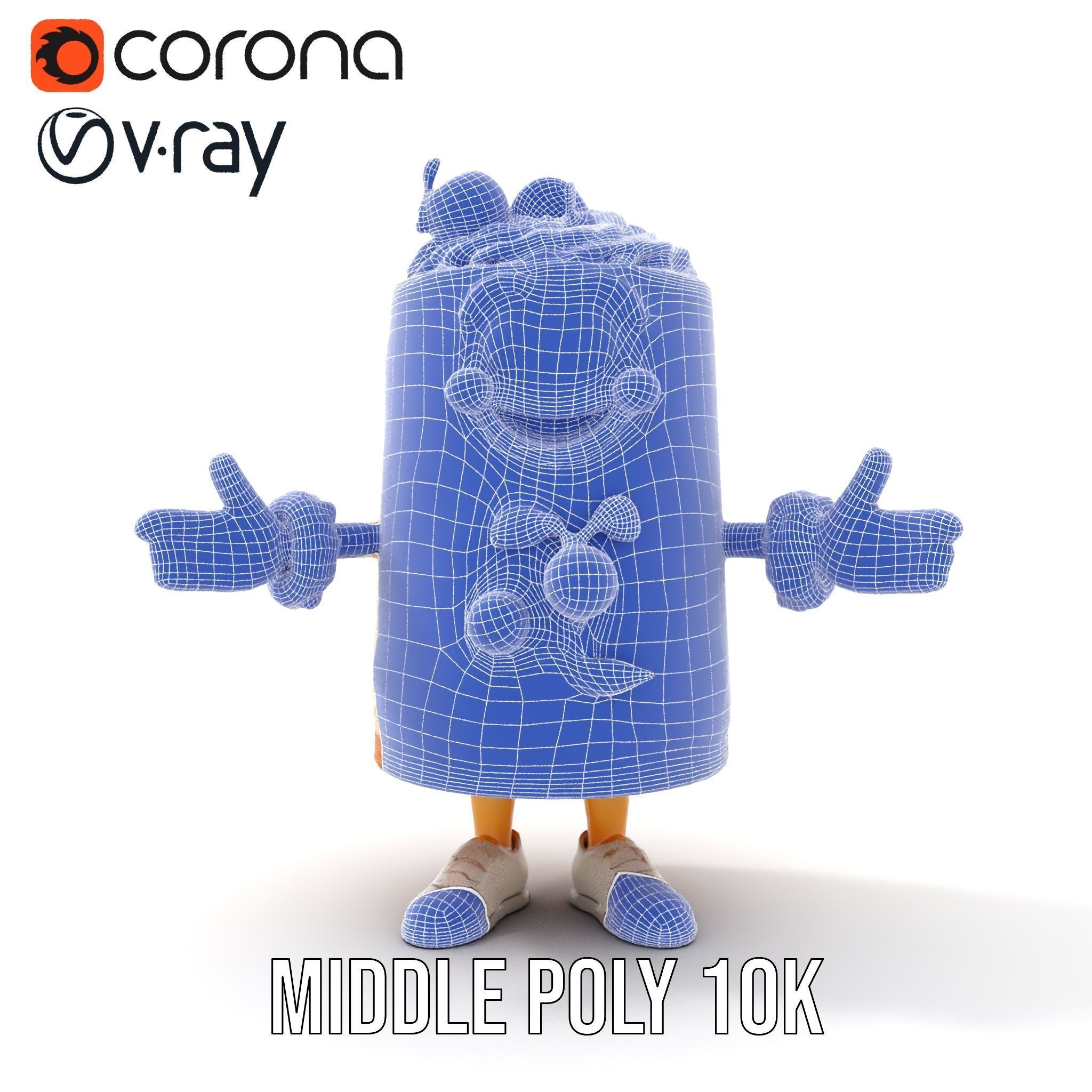 Cheerful Cake Character Rigged and Animated D Model Low-poly 3D model_34