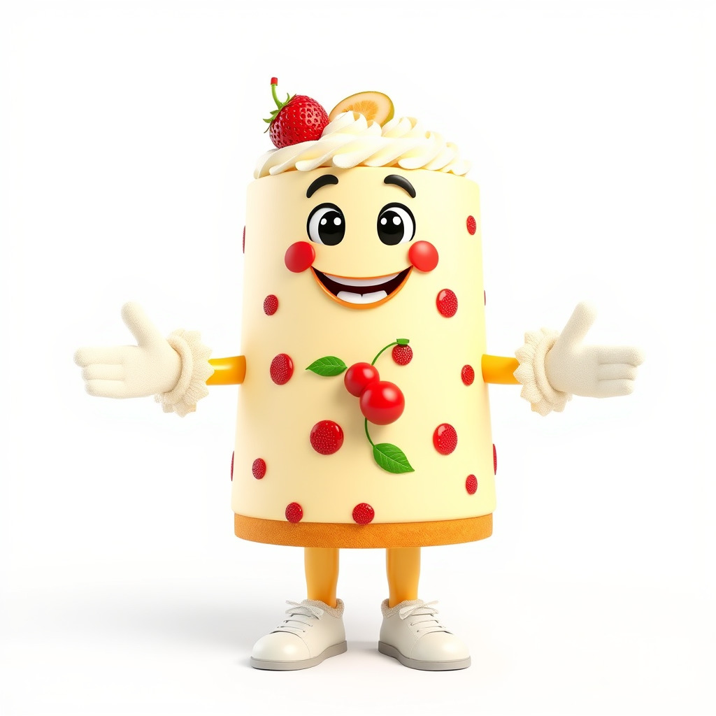Cheerful Cake Character Rigged and Animated D Model Low-poly 3D model_2