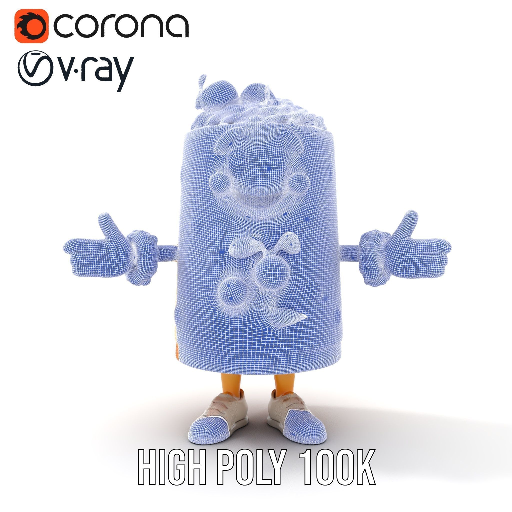 Cheerful Cake Character Rigged and Animated D Model Low-poly 3D model_33