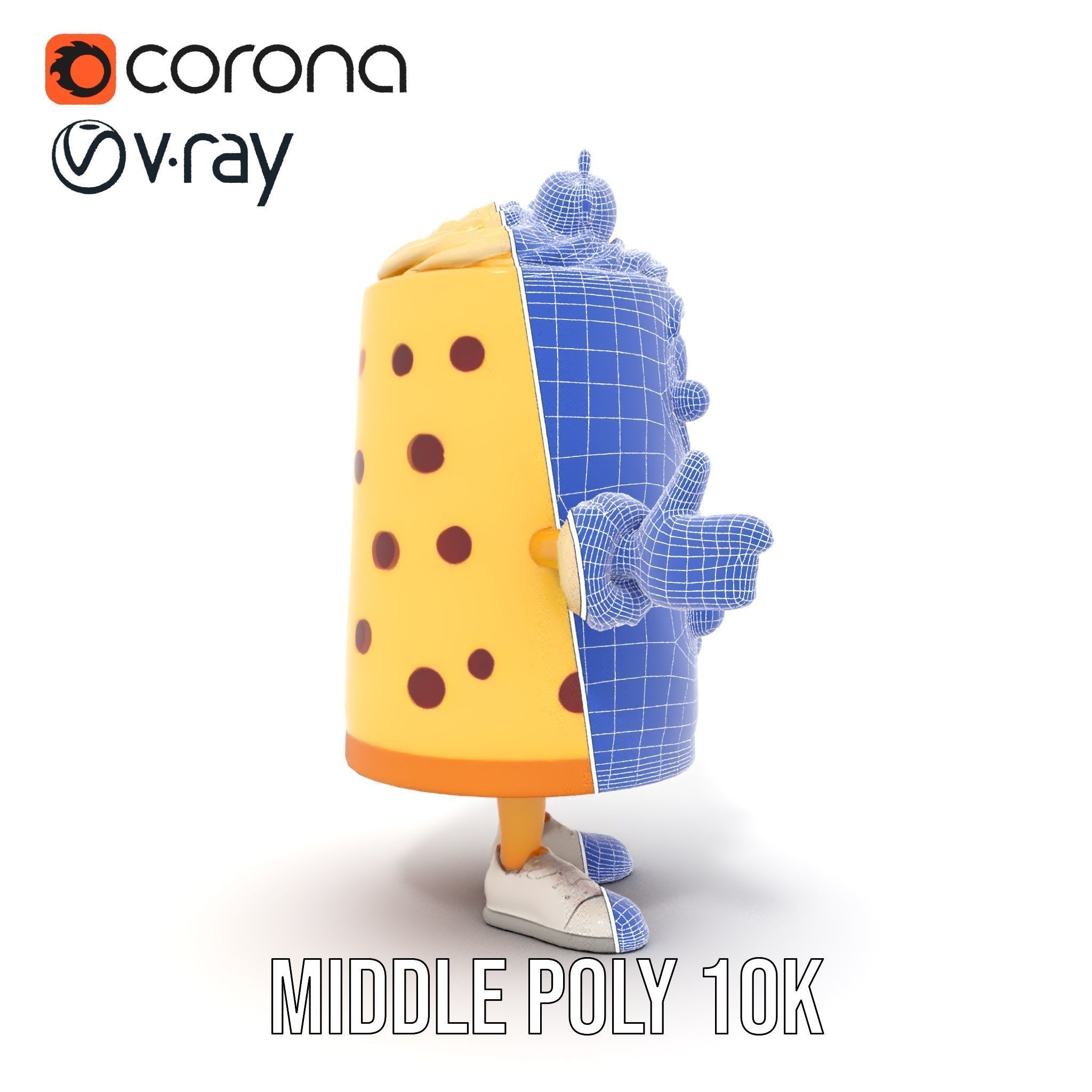 Cheerful Cake Character Rigged and Animated D Model Low-poly 3D model_29