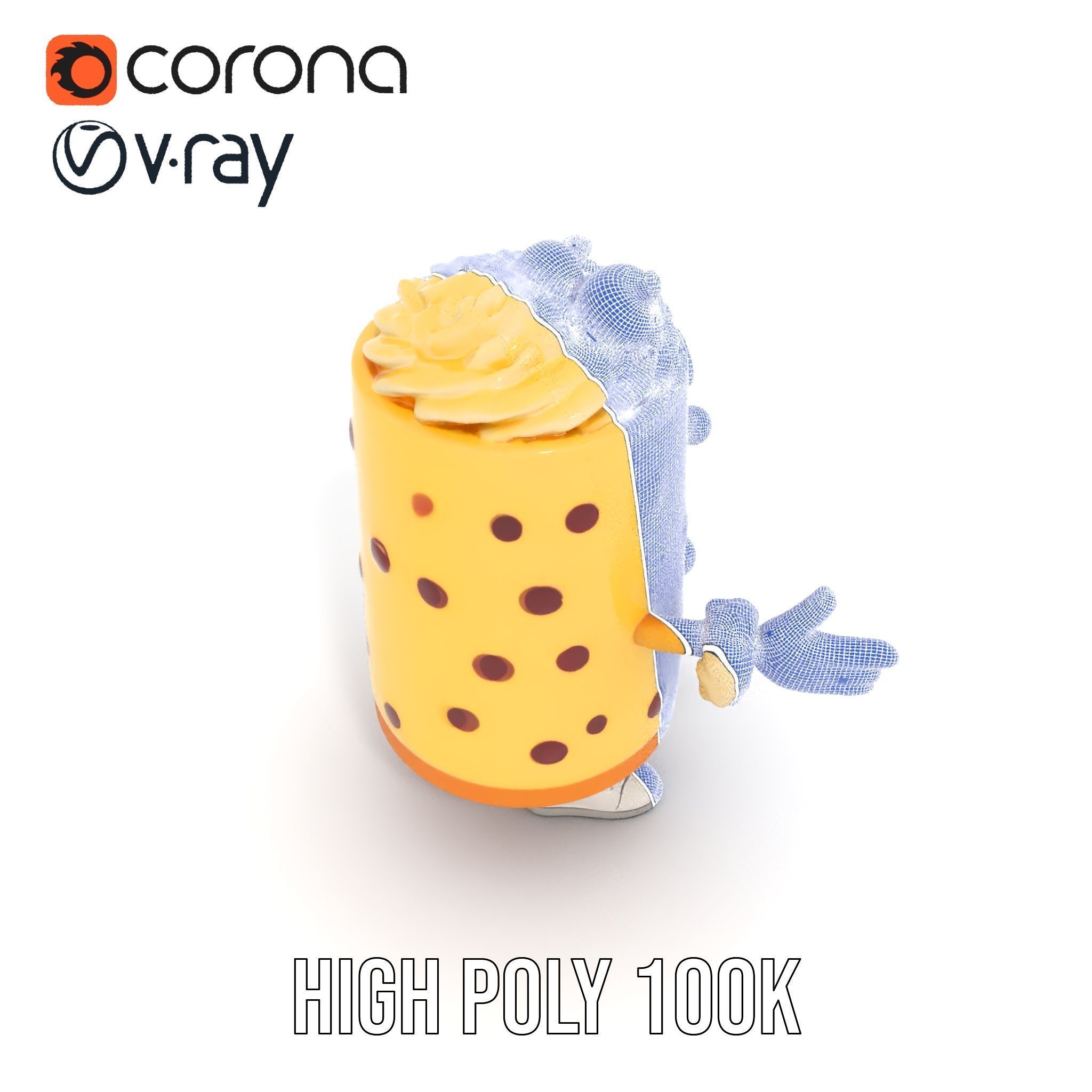 Cheerful Cake Character Rigged and Animated D Model Low-poly 3D model_35