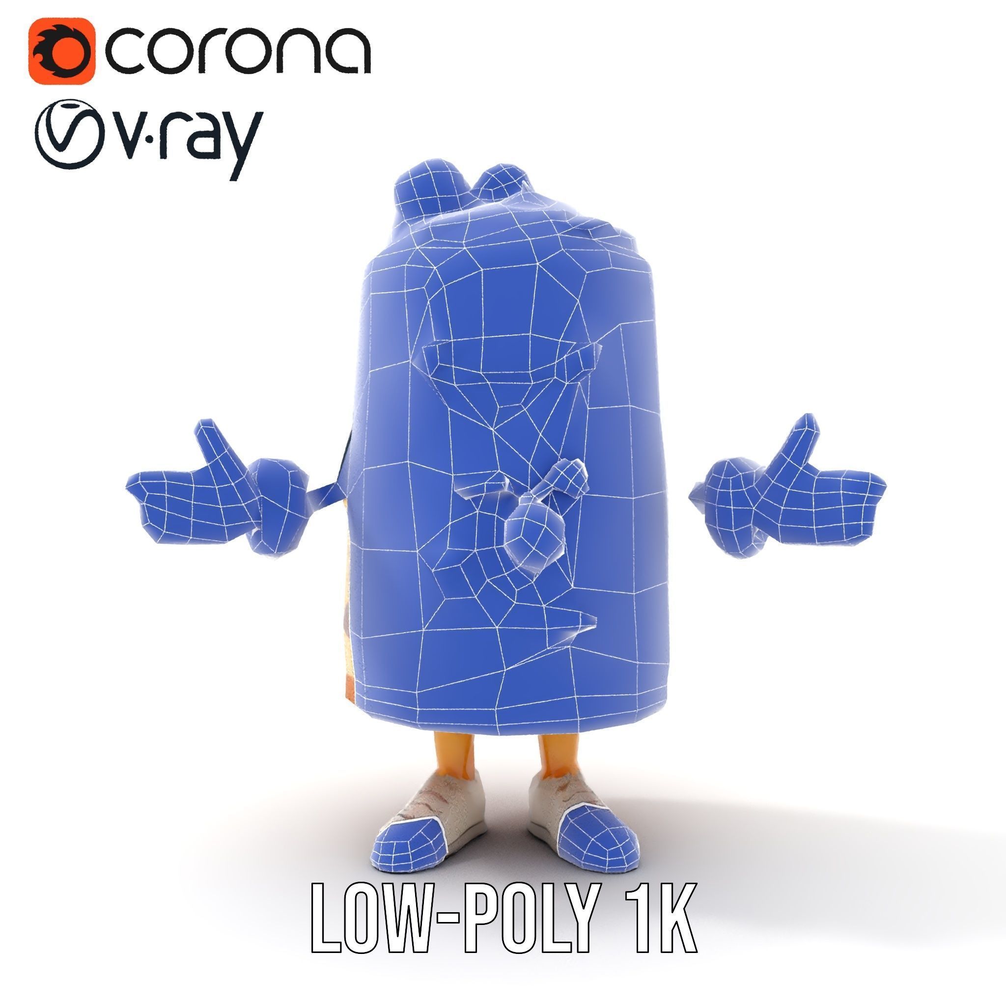 Cheerful Cake Character Rigged and Animated D Model Low-poly 3D model_13